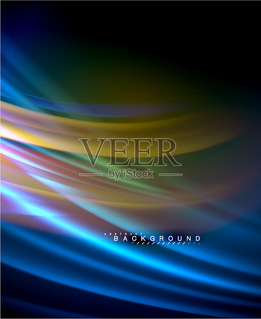 氖发光的波，神奇的能量和光运动插画图片素材