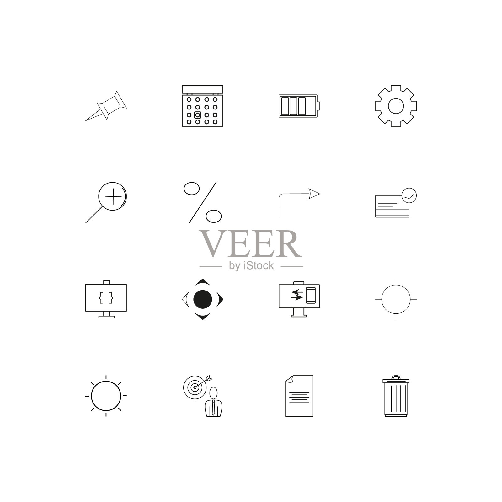 界面线性细图标设置轮廓简单图标素材