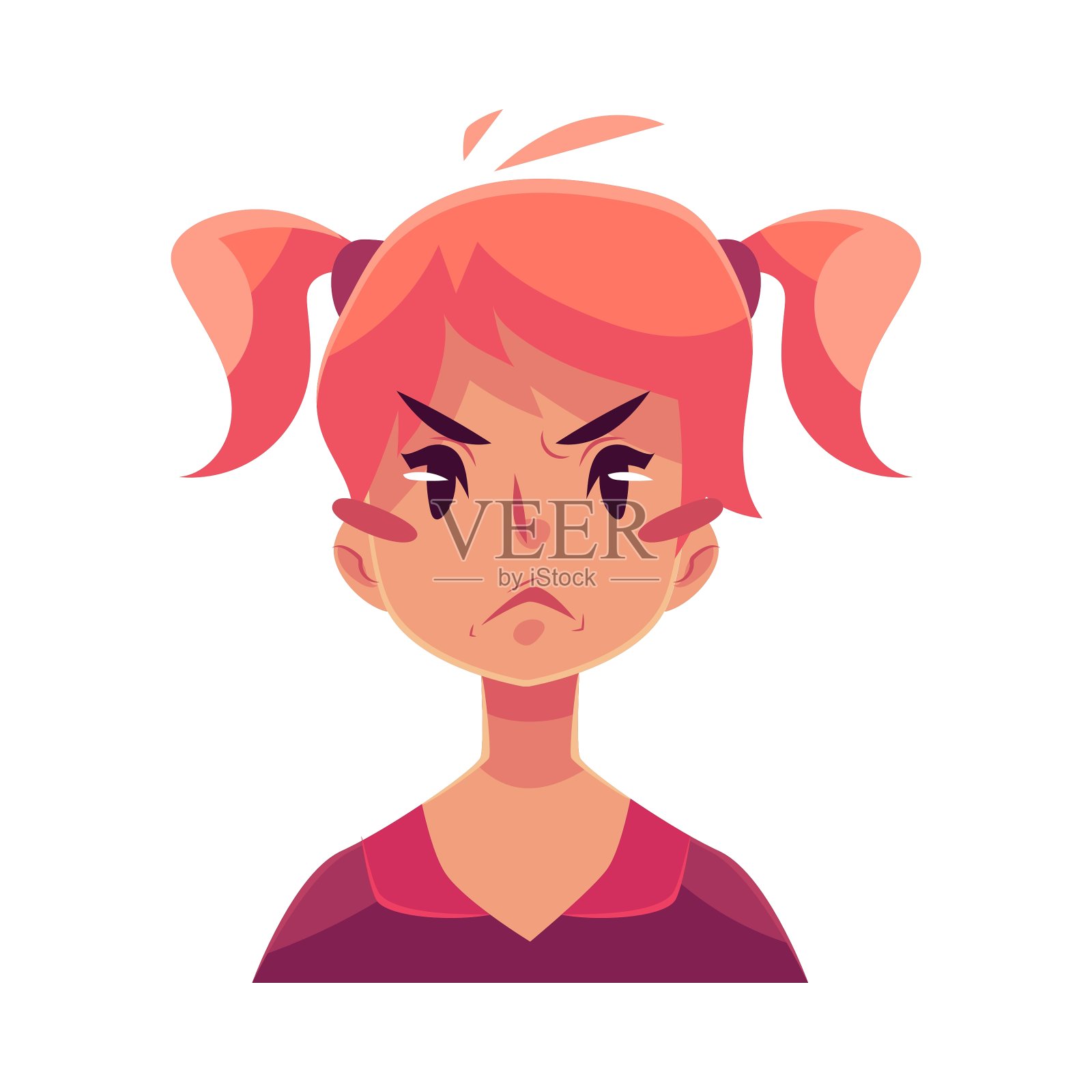 十几岁的女孩面对愤怒的面部表情设计元素图片