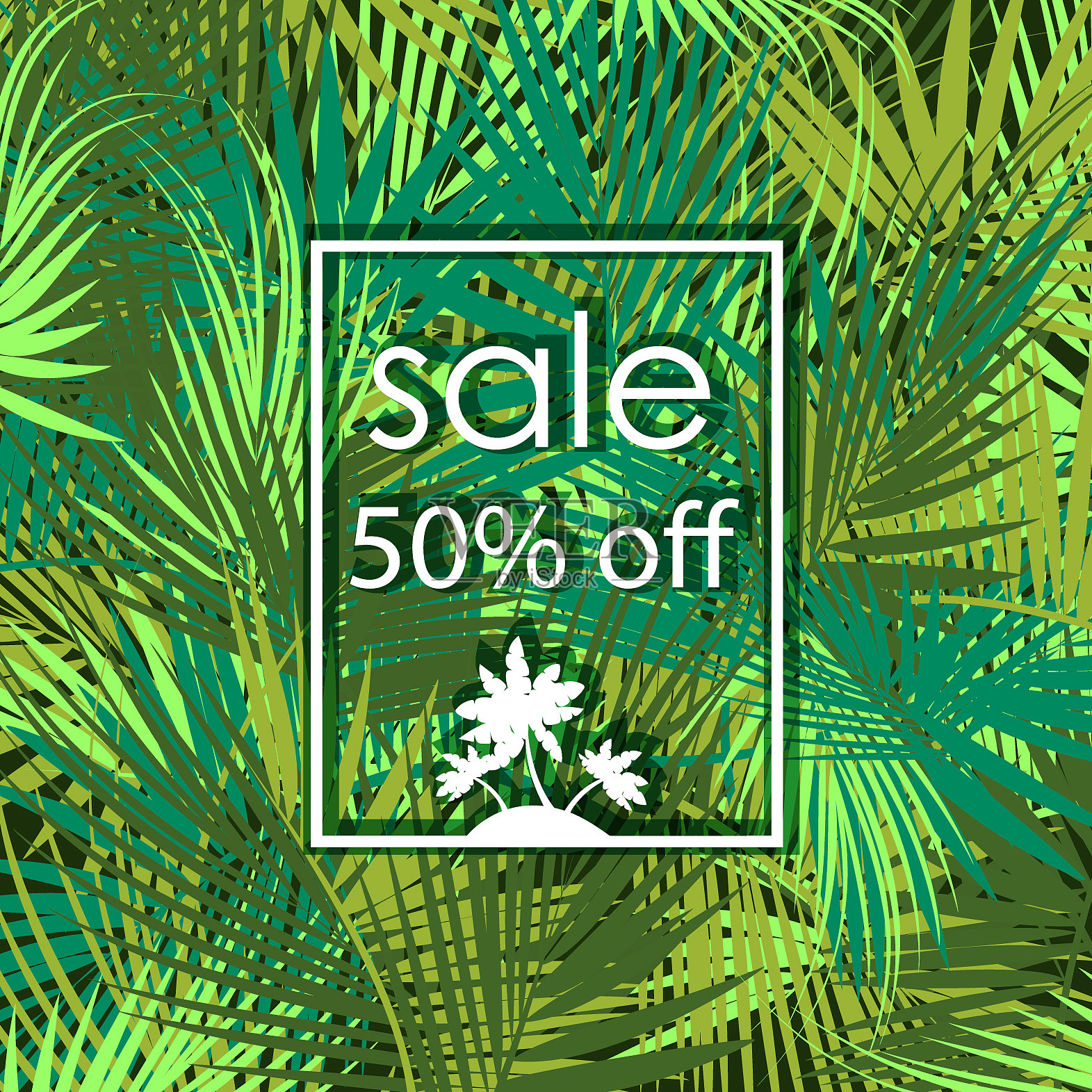 棕榈树背景打五折设计模板素材
