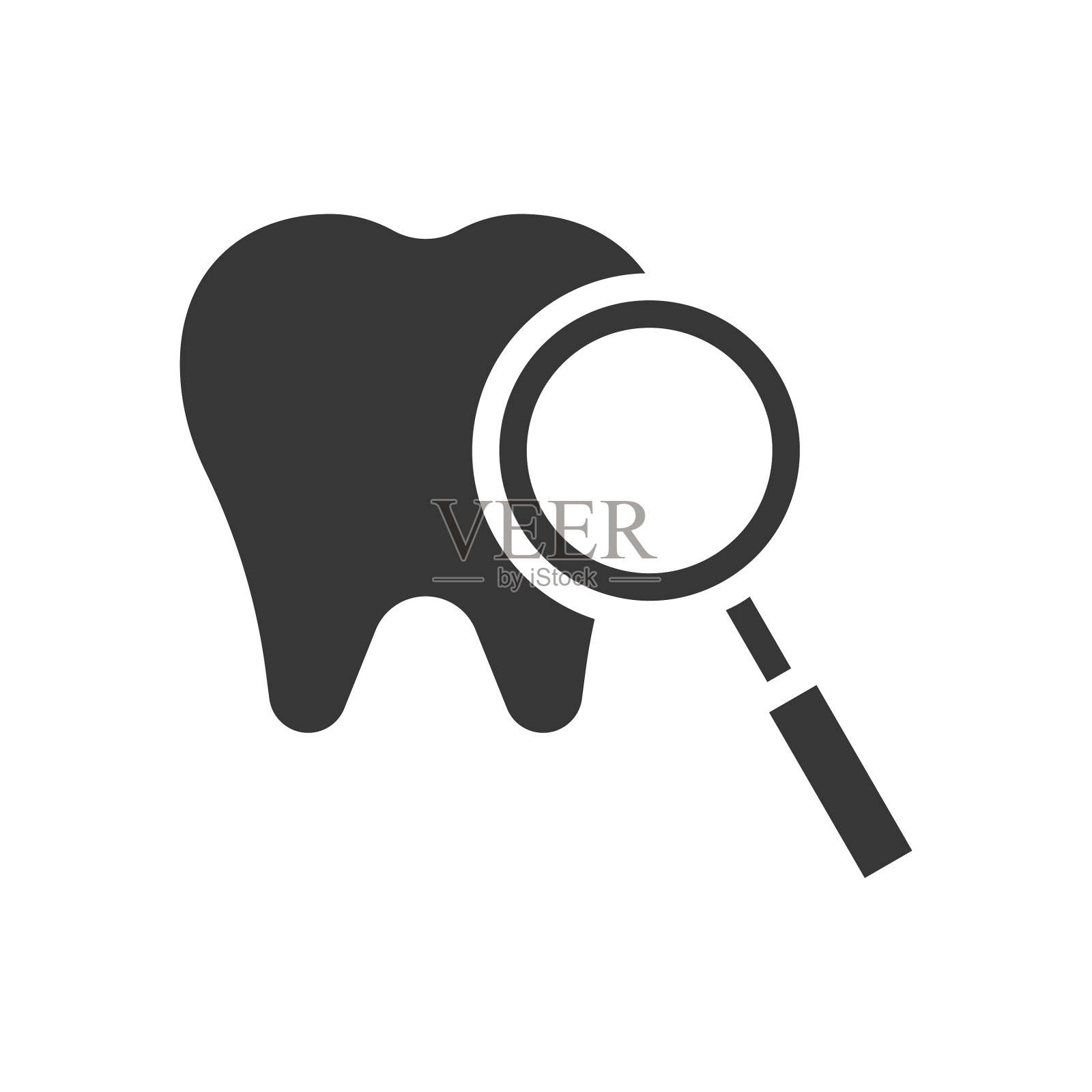 牙齿和放大镜检查牙齿设计元素图片