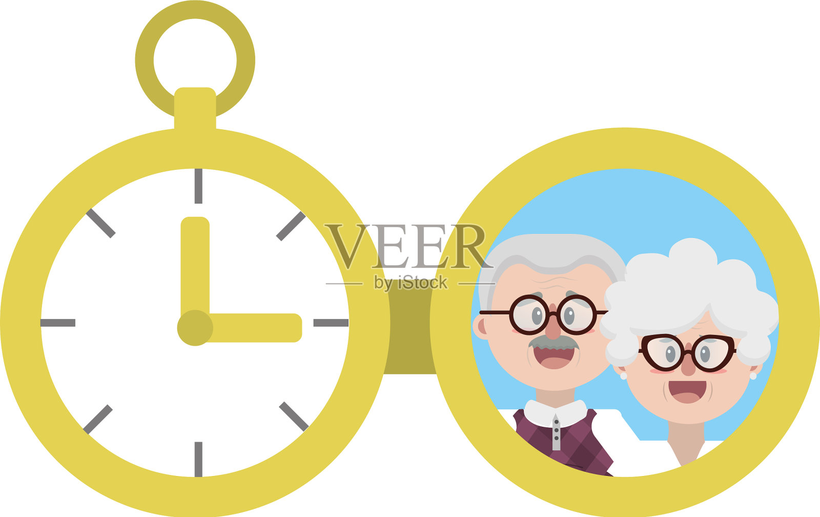 带有全家福的口袋时钟设计元素图片