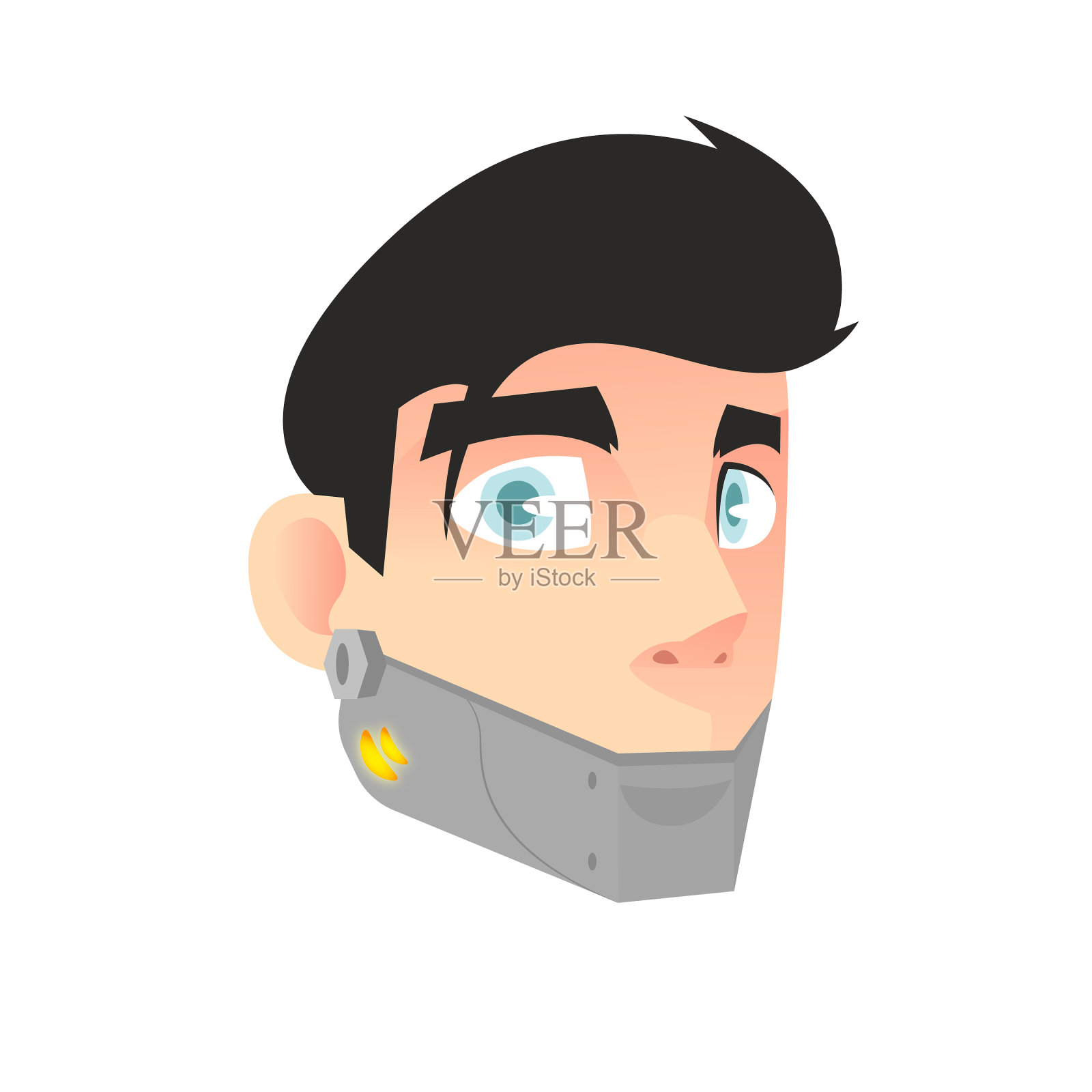 黑头发，下颚假肢设计元素图片