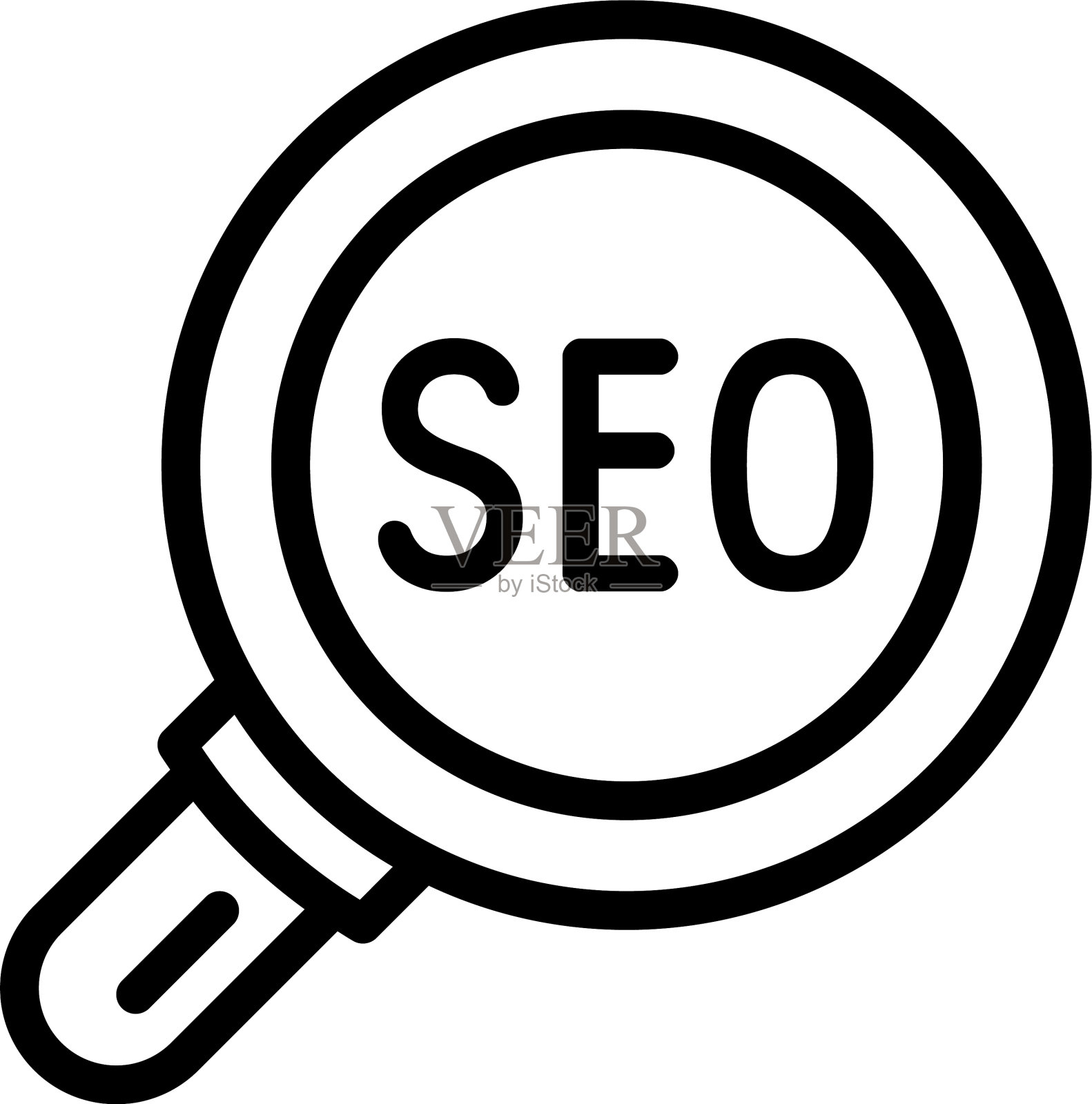 Seo放大玻璃图标轮廓风格设计元素图片