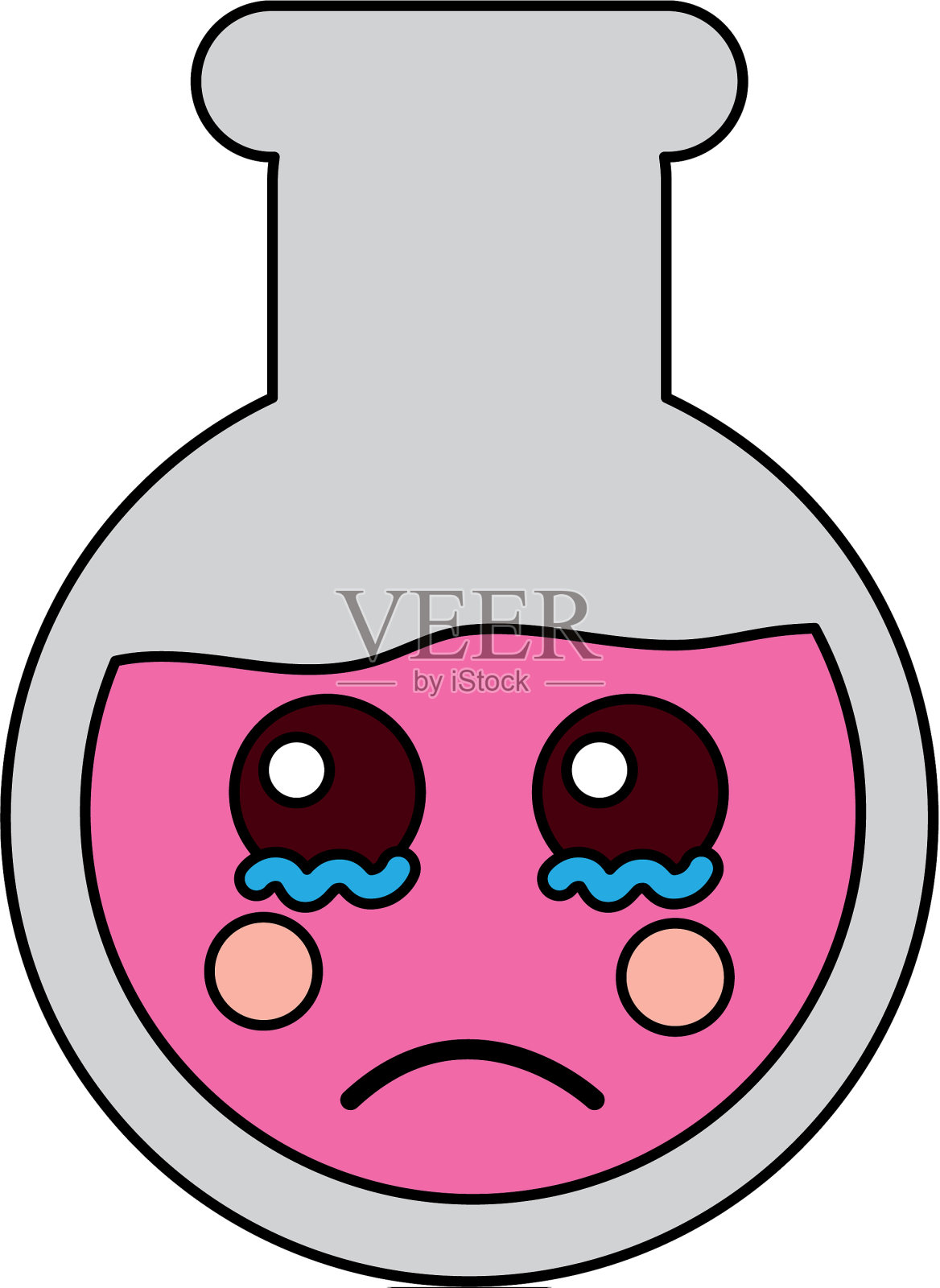 悲伤的烧瓶实验室卡哇伊图标形象设计元素图片