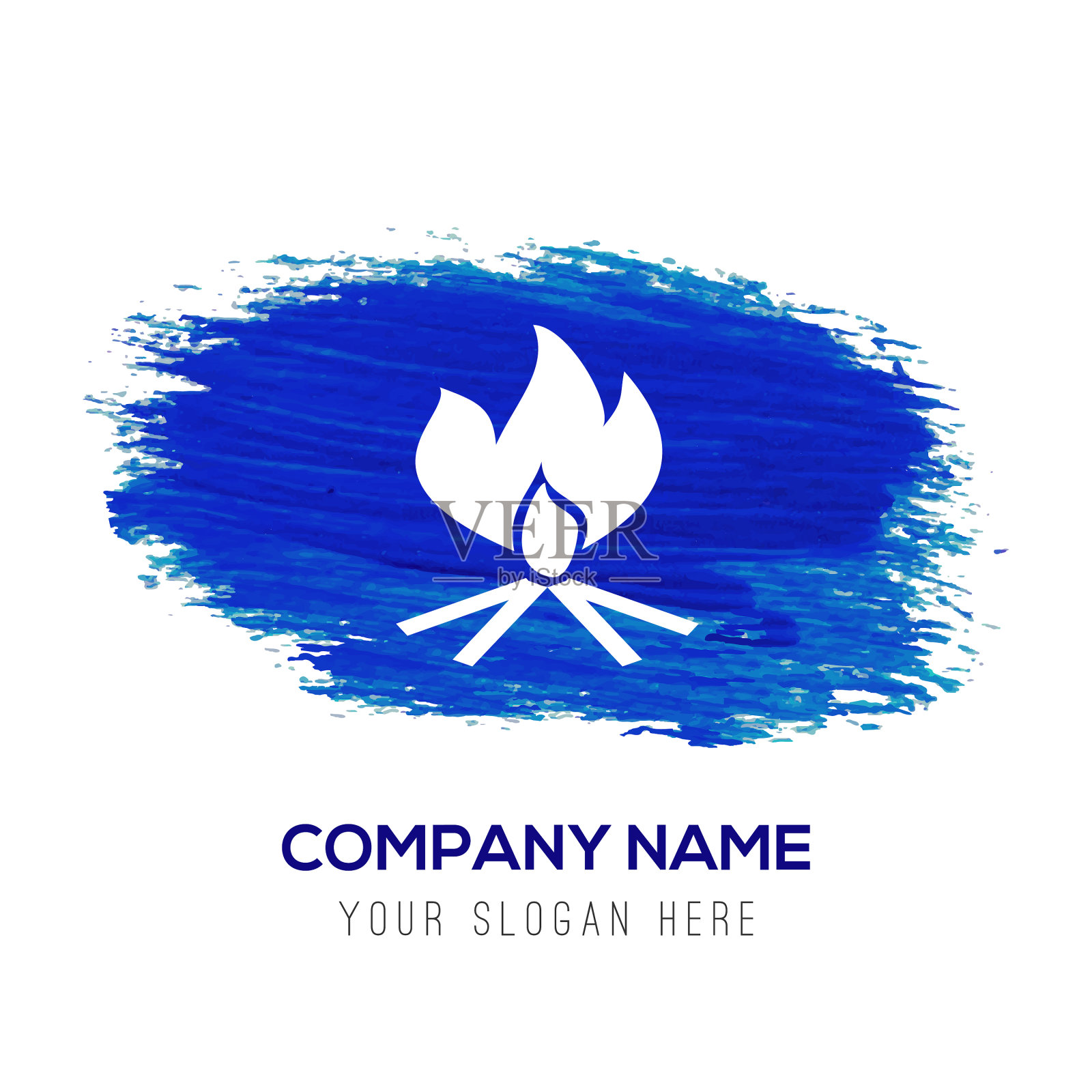 火图标-蓝色水彩背景设计模板素材