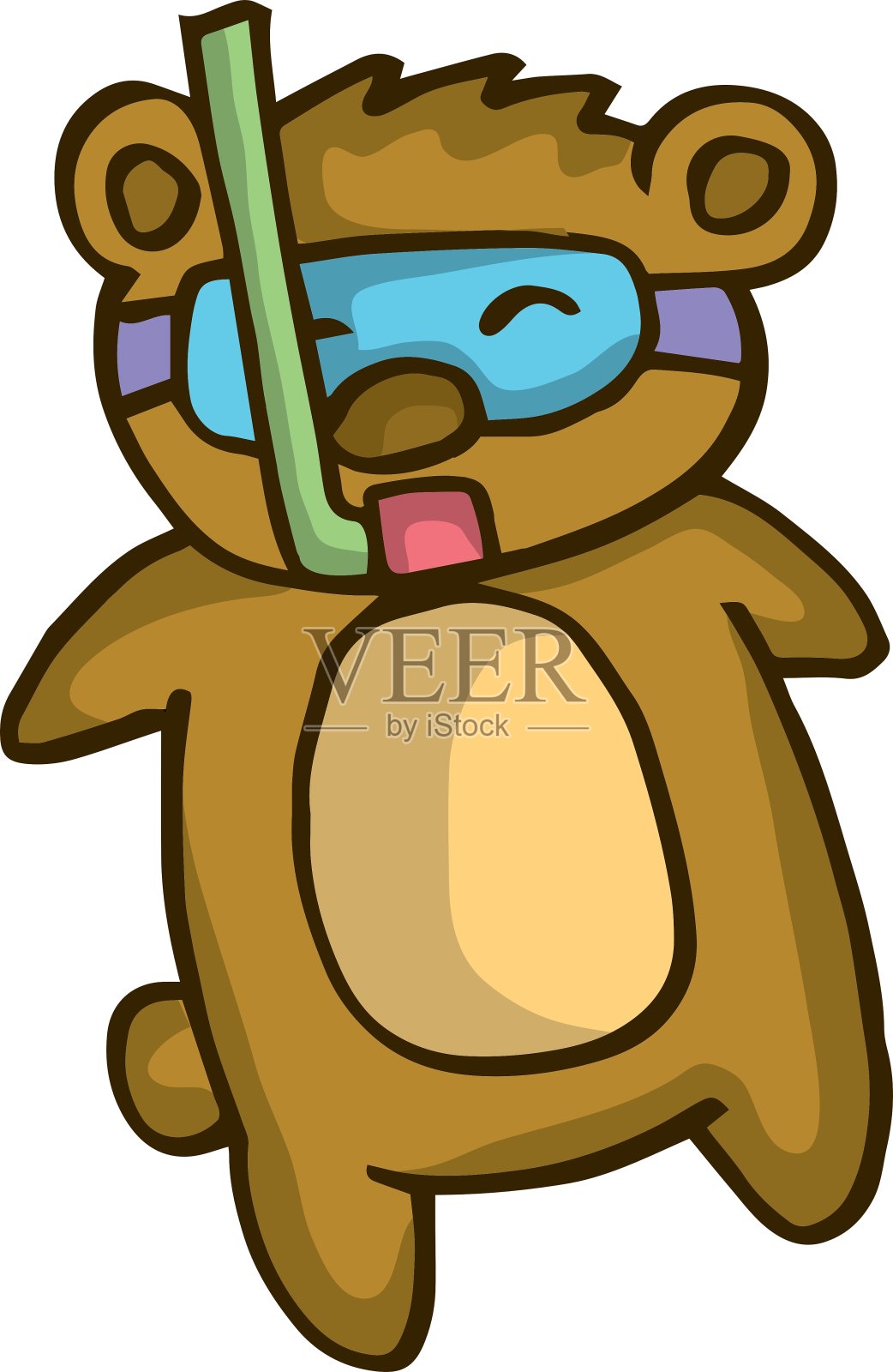 可爱的卡通海狸潜水设计元素图片