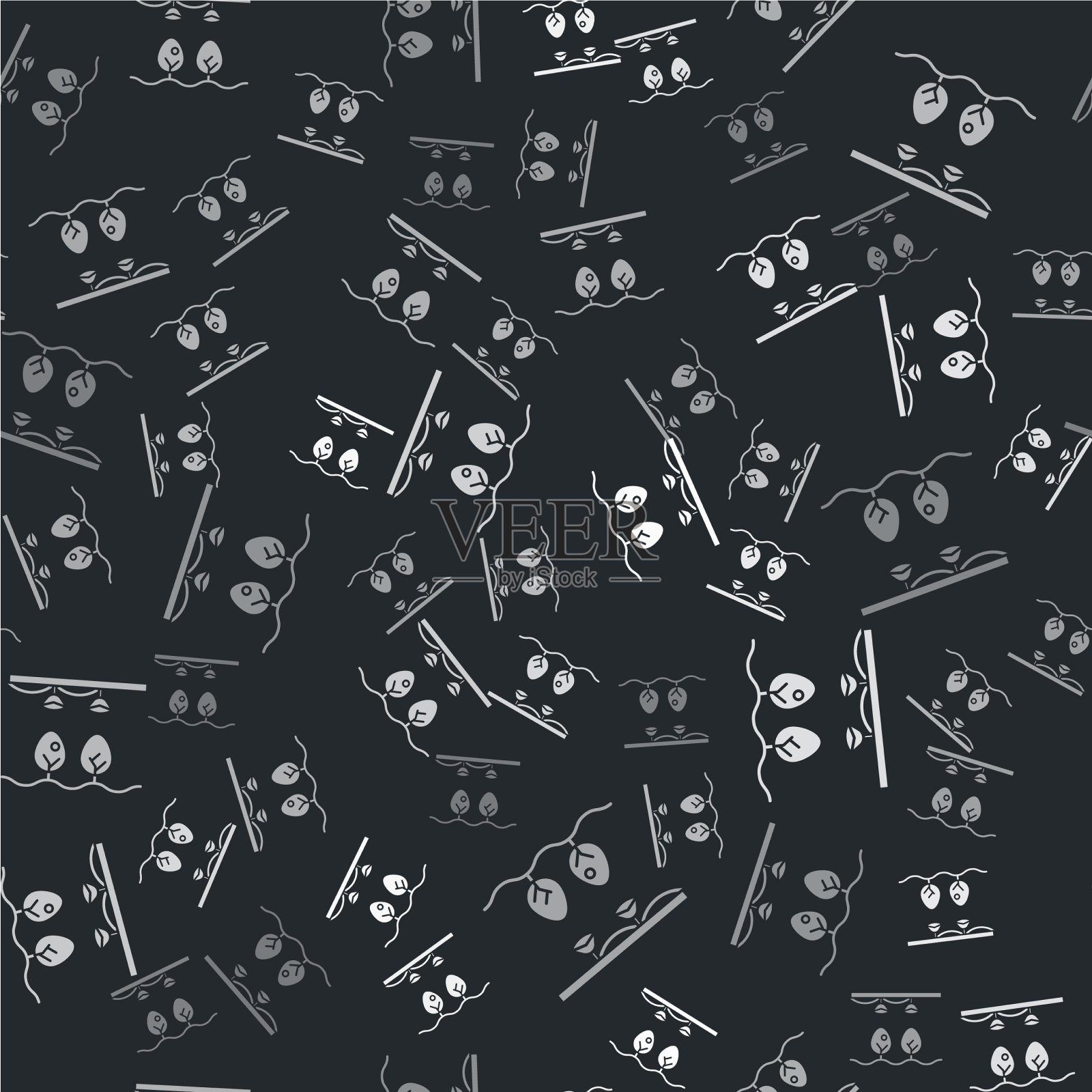 带有灯泡和植物标志的灰色智能农场插画图片素材