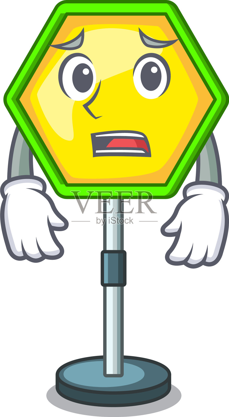 害怕道路上的交通标志的卡通设计元素图片