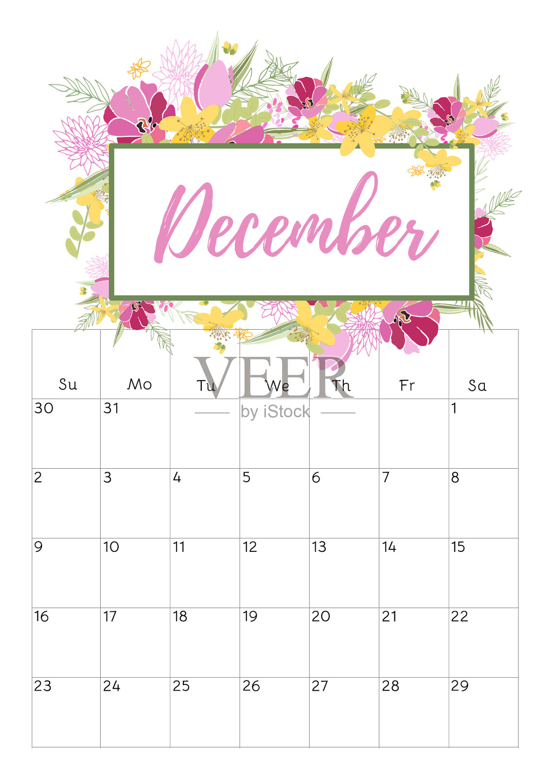 2018年复古花历设计元素图片