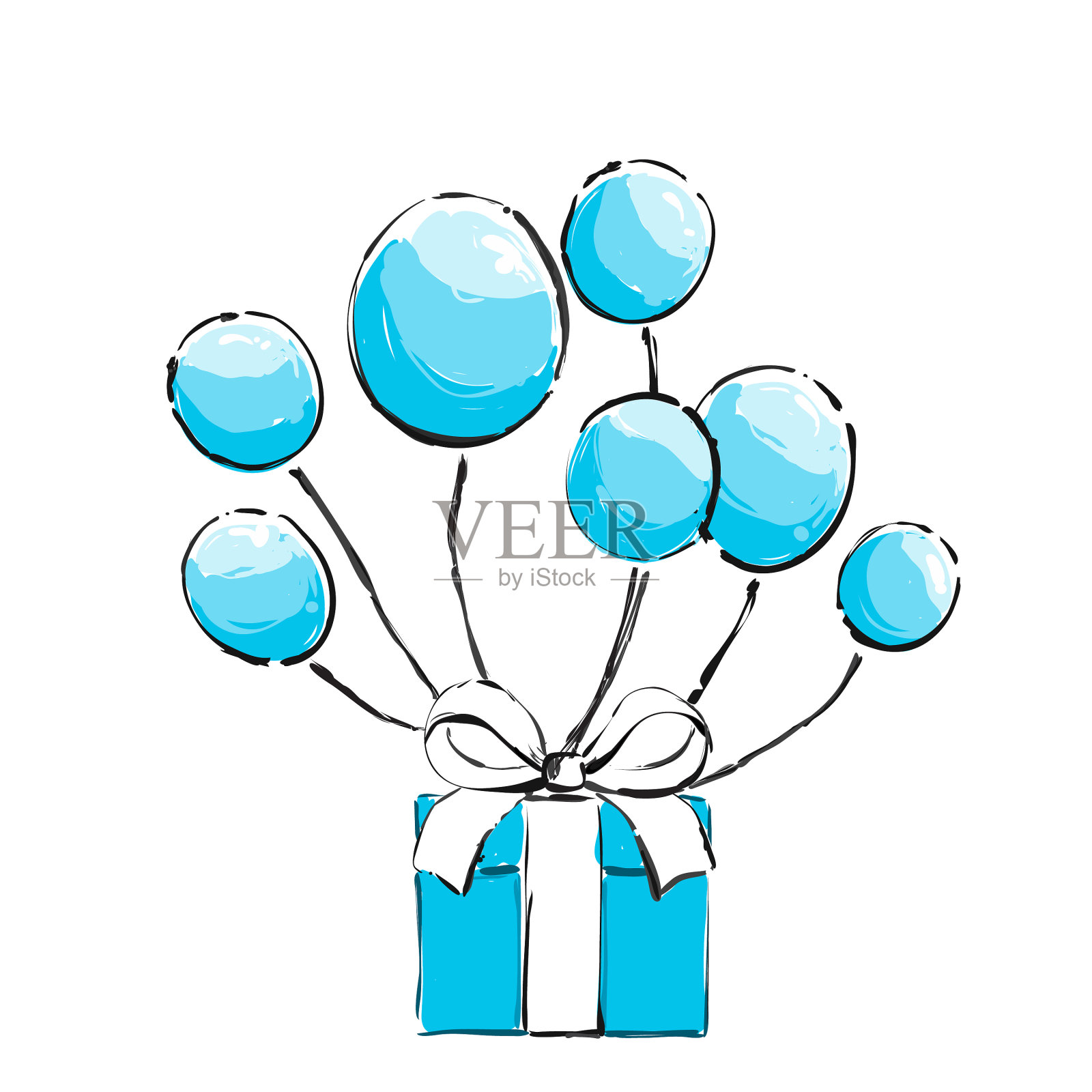 气球细线孤立在白色背景上设计元素图片