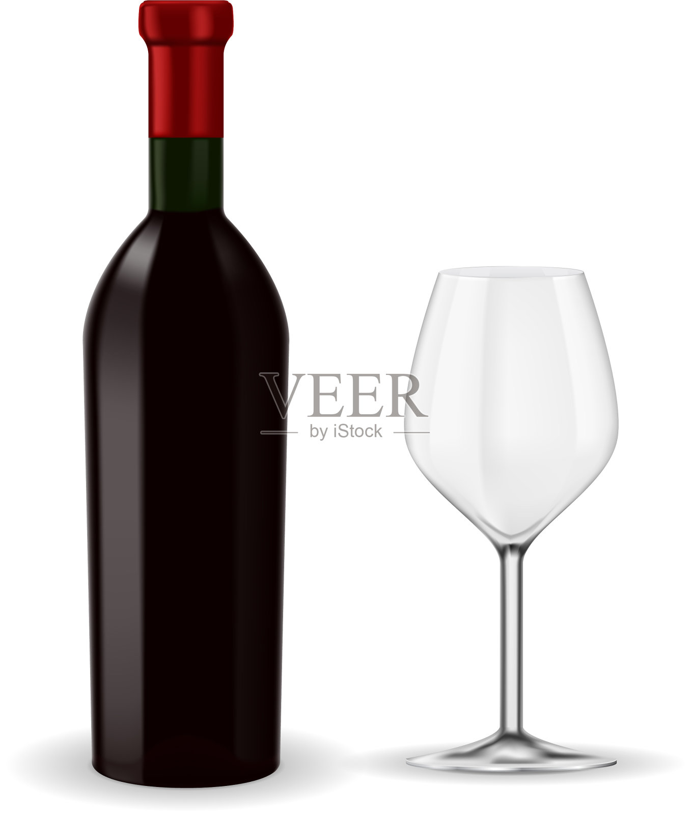 一瓶红酒和空杯子设计元素图片