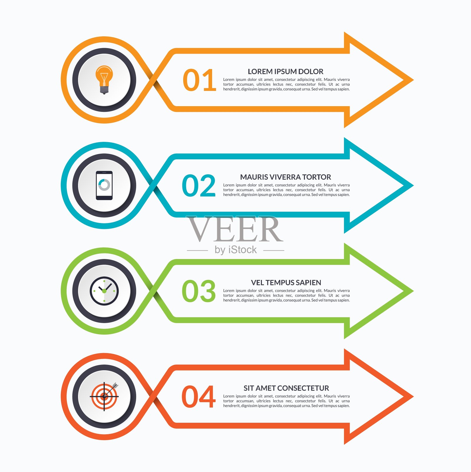 信息图箭头设计模板与4个选项设计模板素材