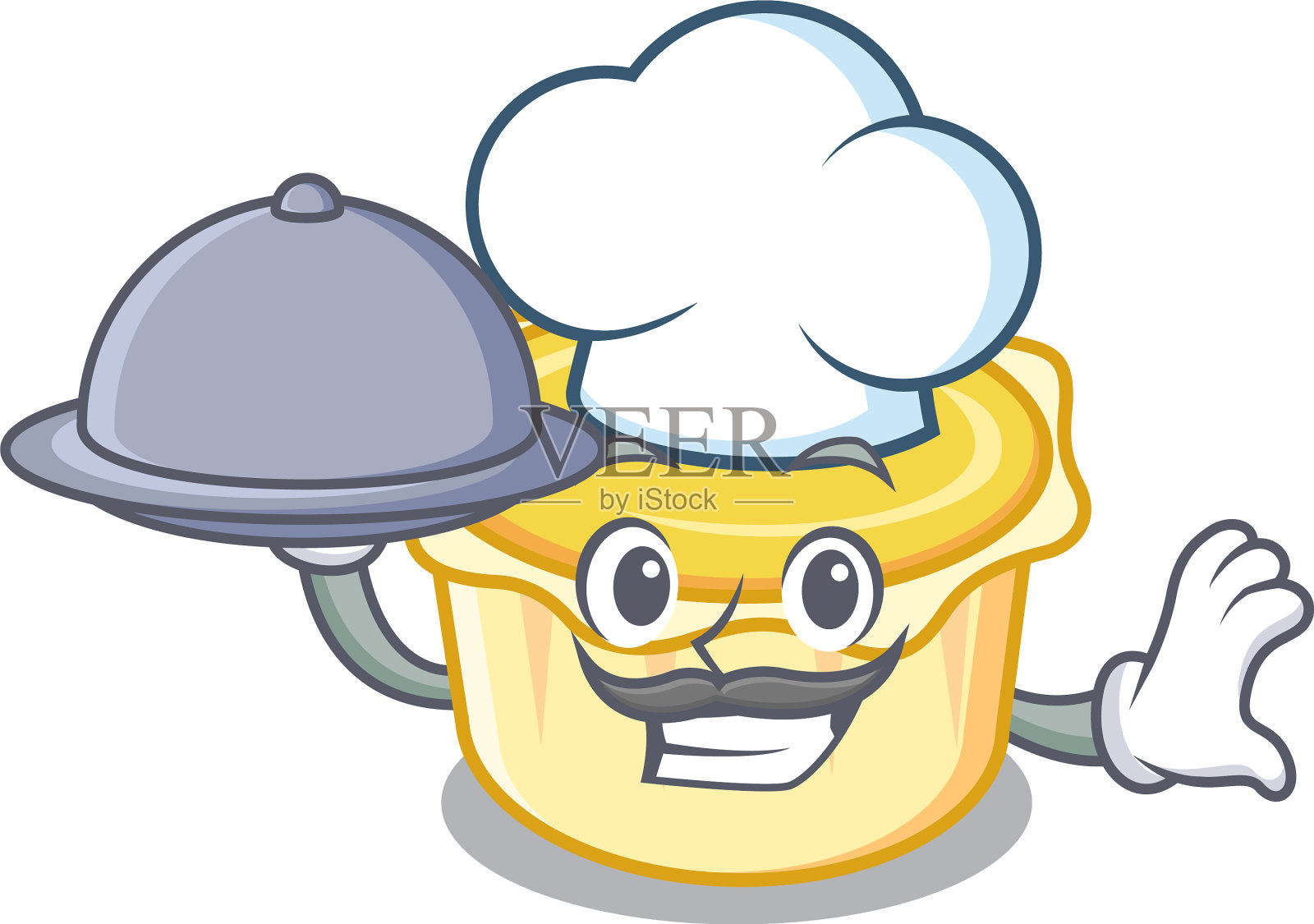 厨师与食物蛋挞吉祥物卡通设计元素图片