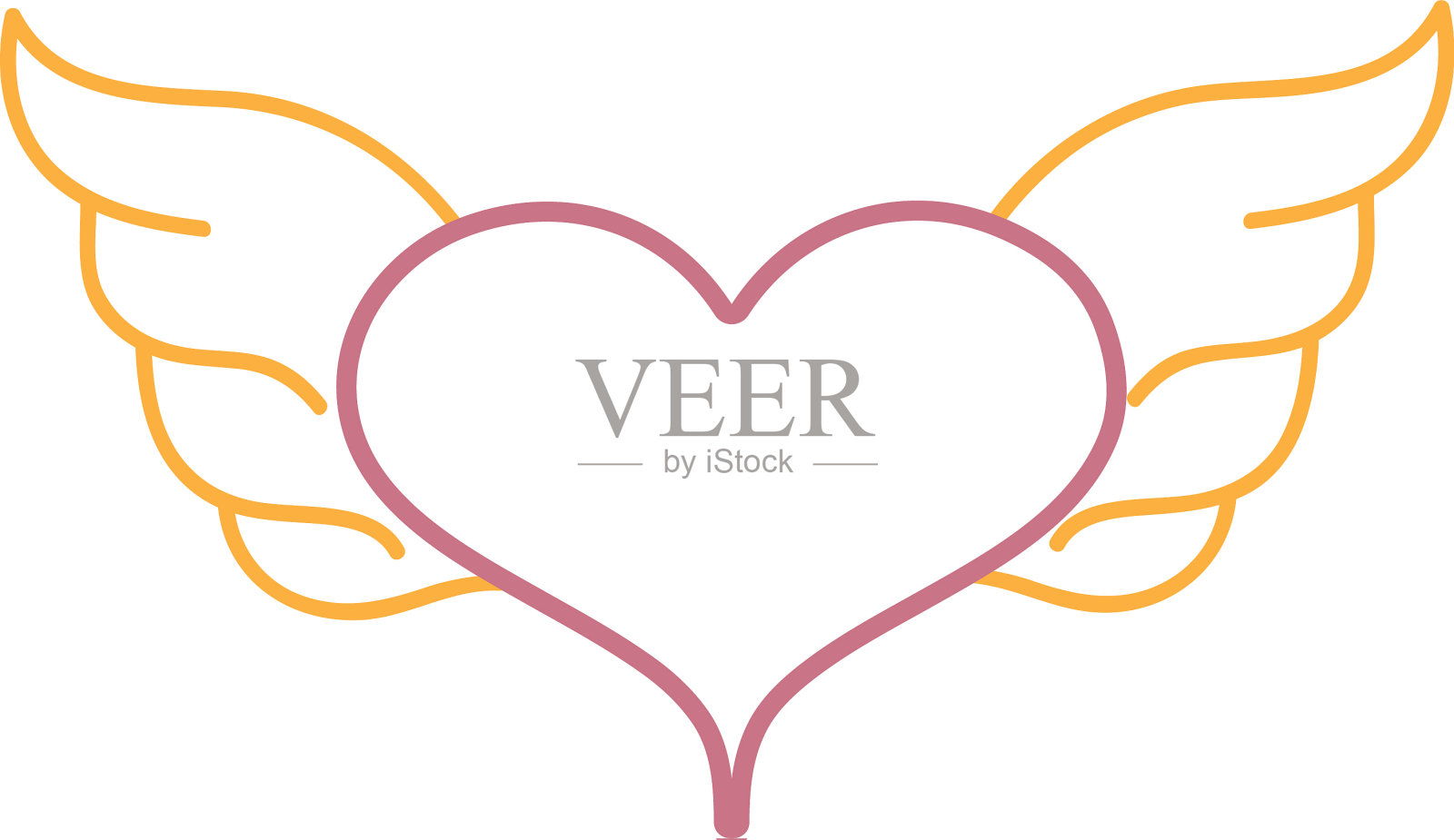 色彩线心带翅膀象征热爱艺术设计元素图片