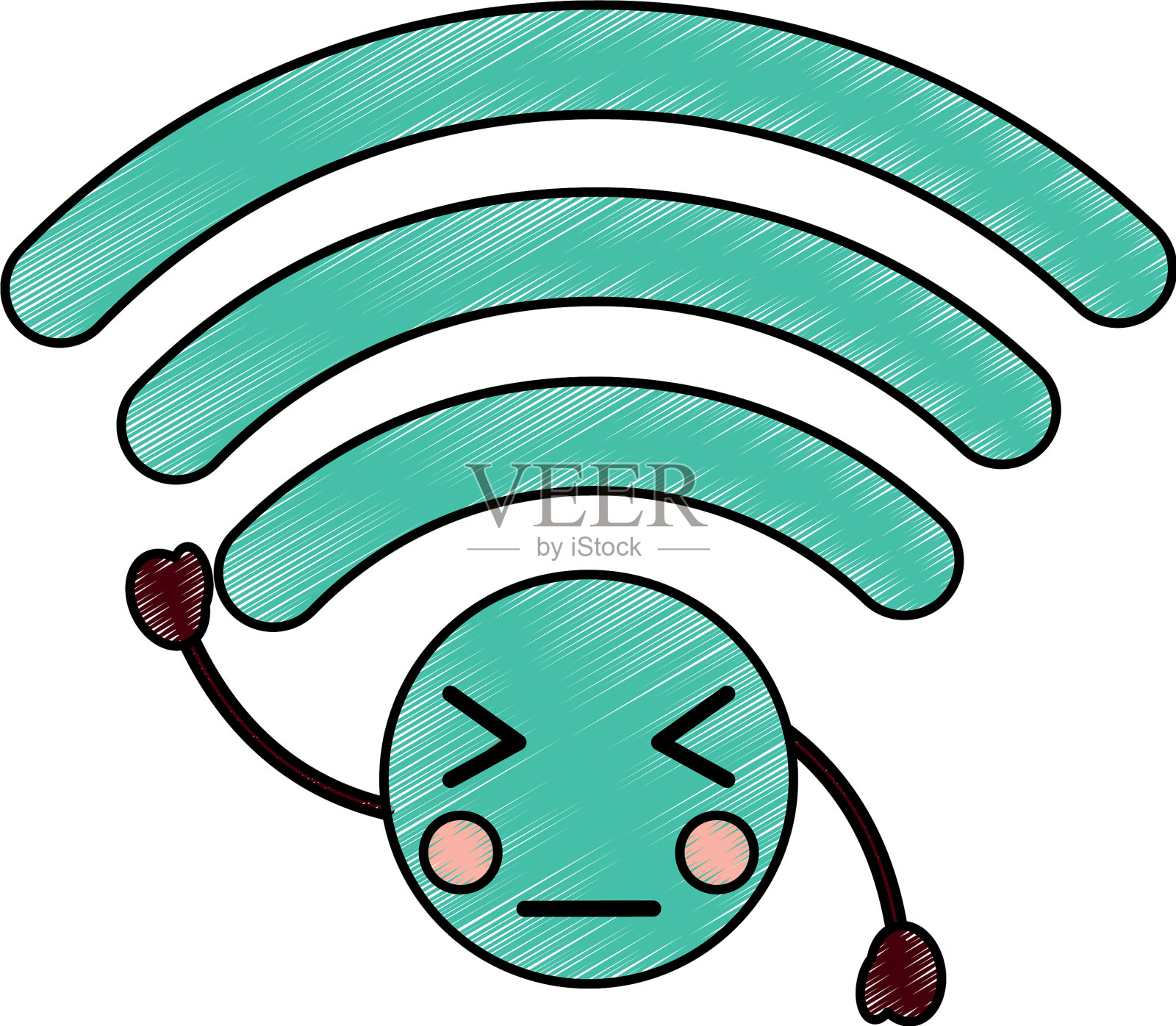 愤怒的wifi卡哇伊图标形象设计元素图片