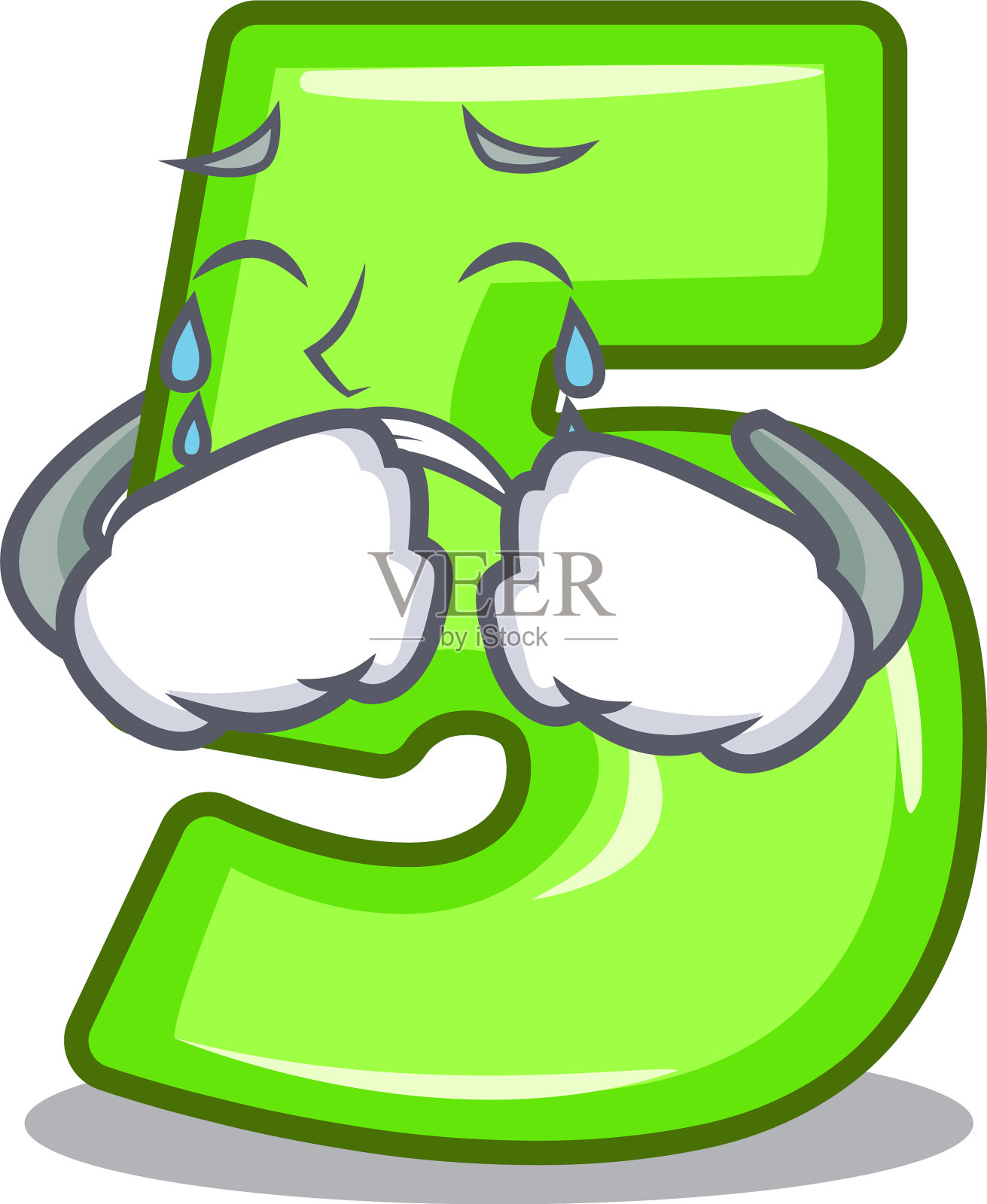 吉祥物上哭了五号孤立设计元素图片