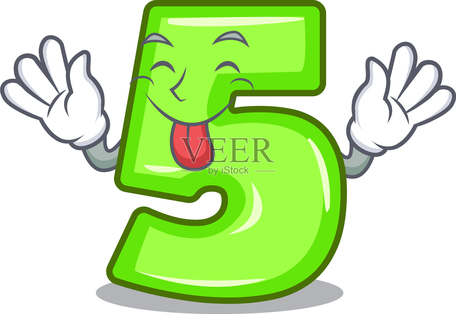 舌头上刻着卡通数字五设计元素图片