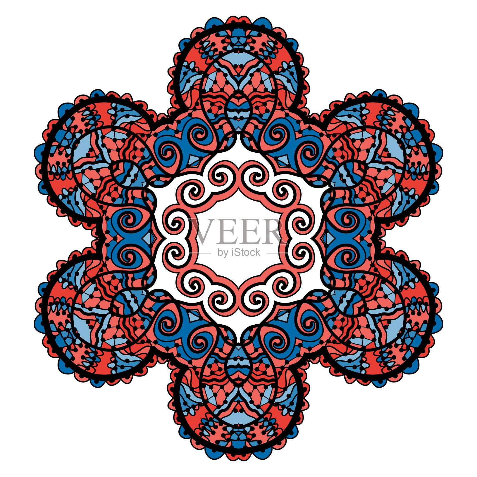 风格化的部落曼荼罗圈装饰设计元素图片