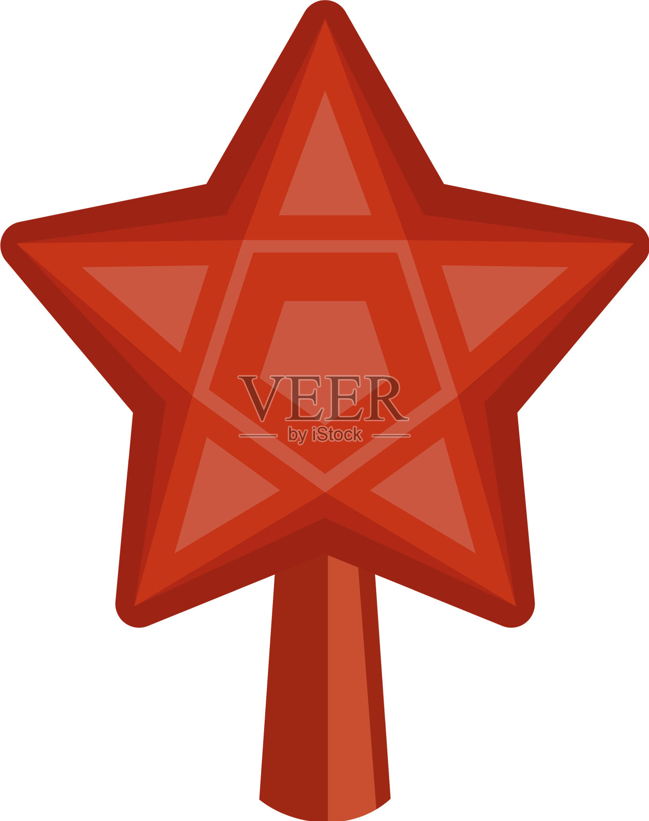 红星冷杉树图标平风格设计元素图片