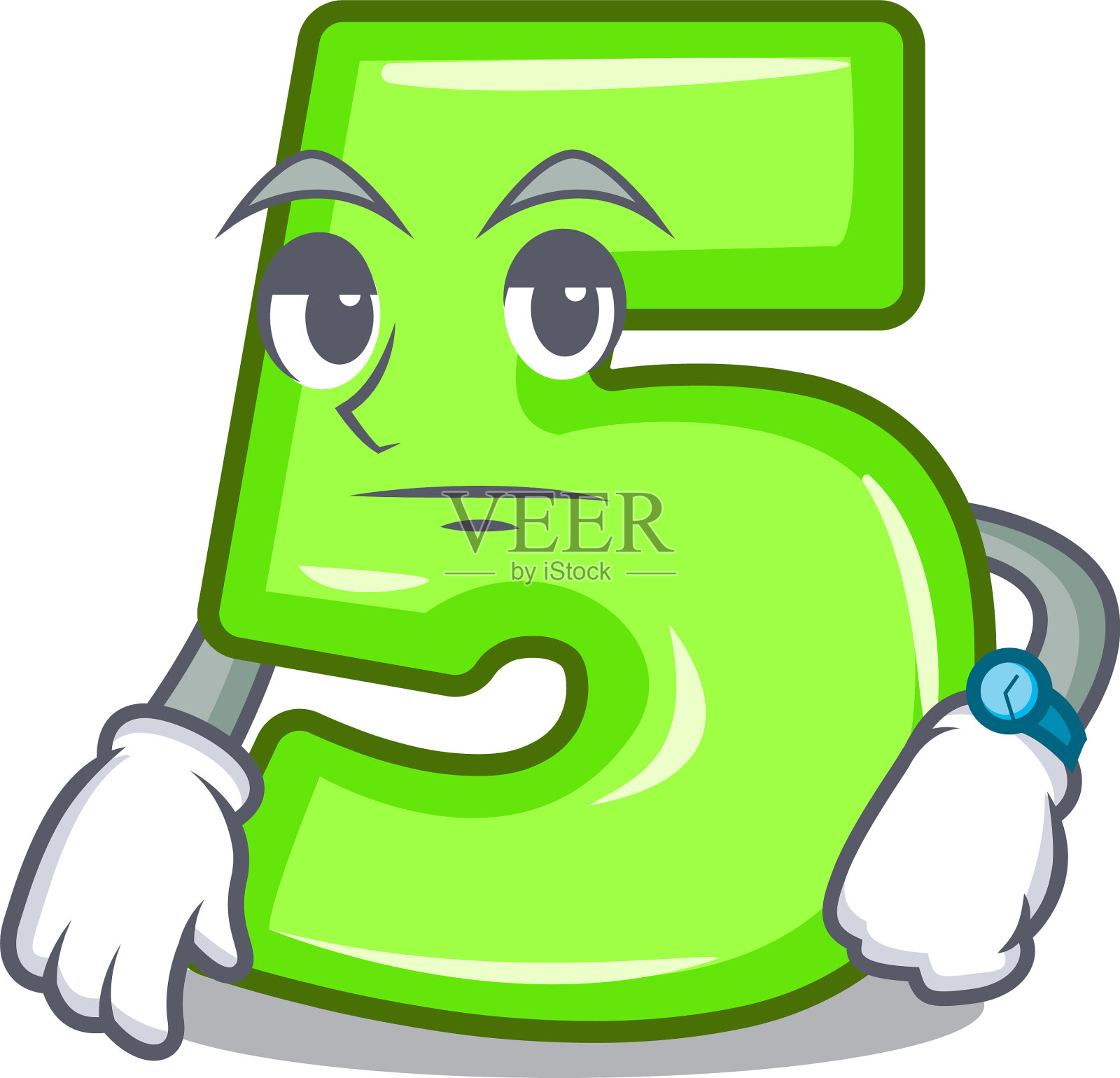 等待雕刻在石头上的卡通五号设计元素图片