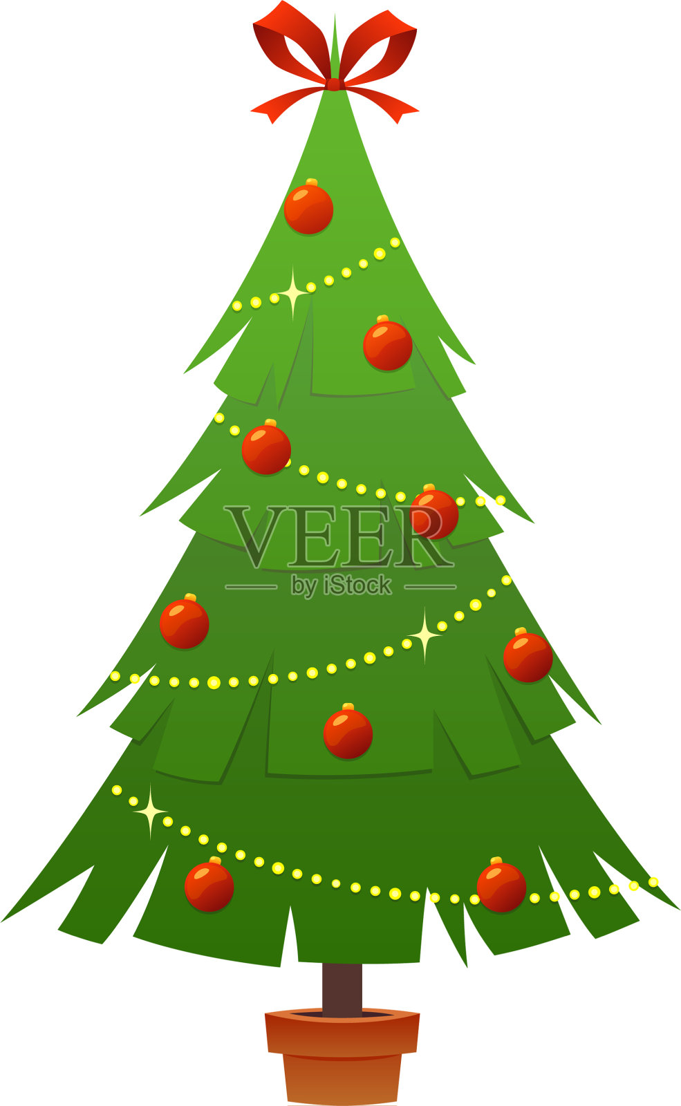 美丽典雅的绿色圣诞树明亮设计元素图片