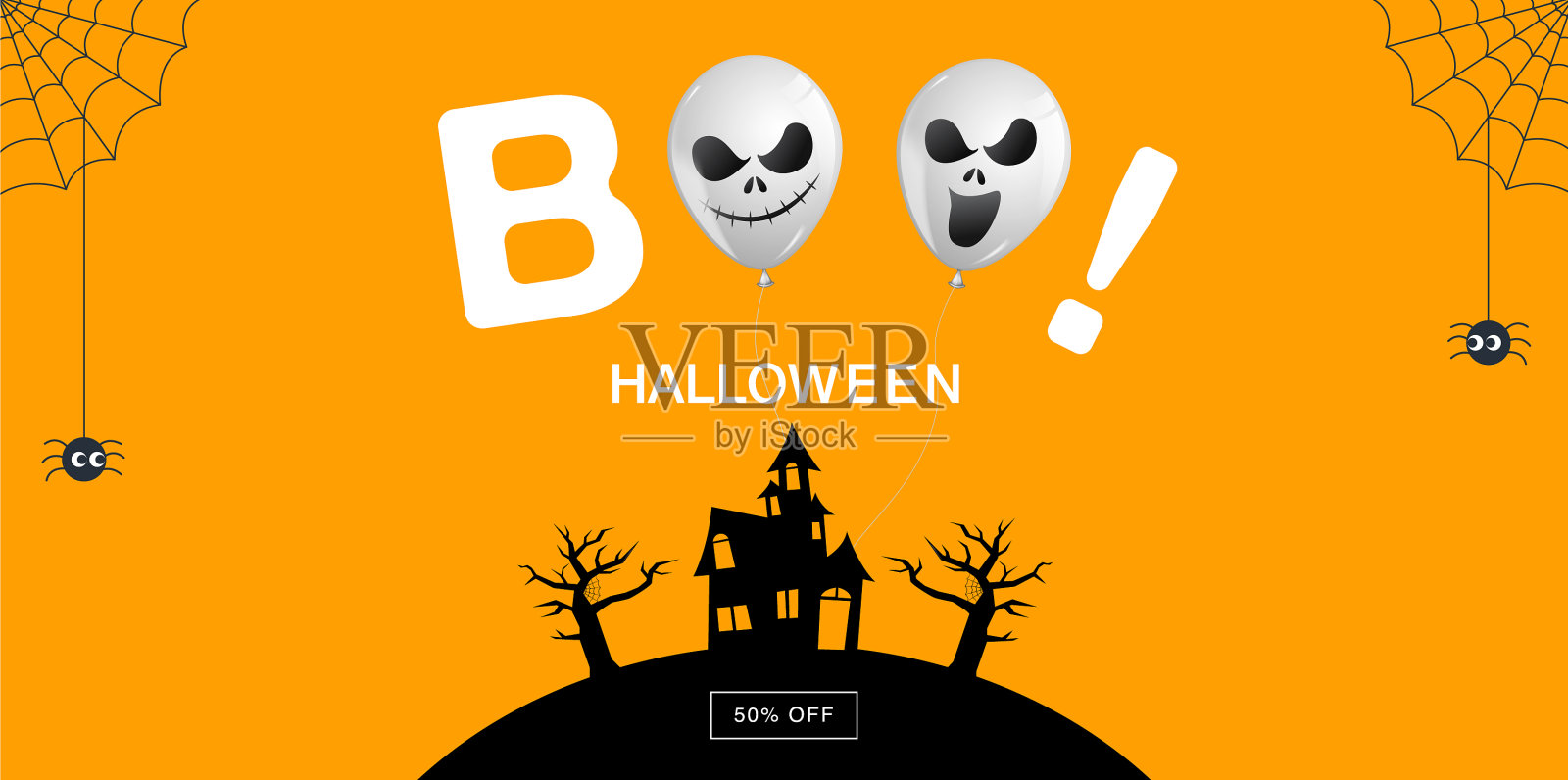 万圣节的横幅鬼嘘声可怕的幽灵空气插画图片素材