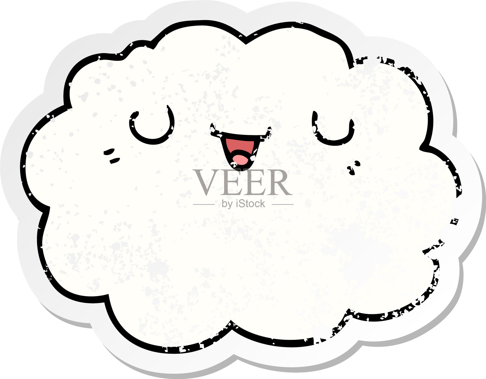 一个卡通云的苦恼贴纸设计元素图片