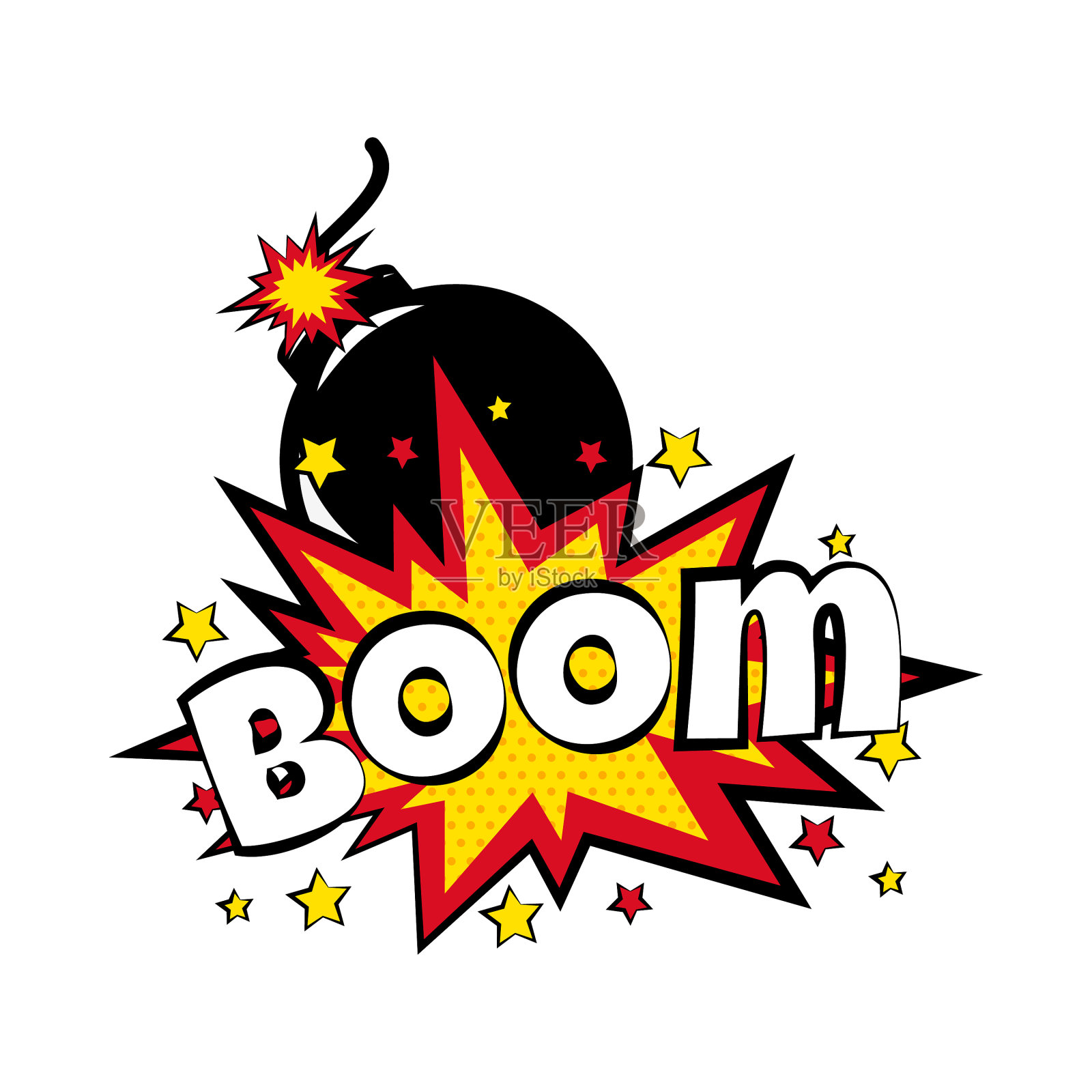 卡通漫画泡沫标签与文本和设计元素图片