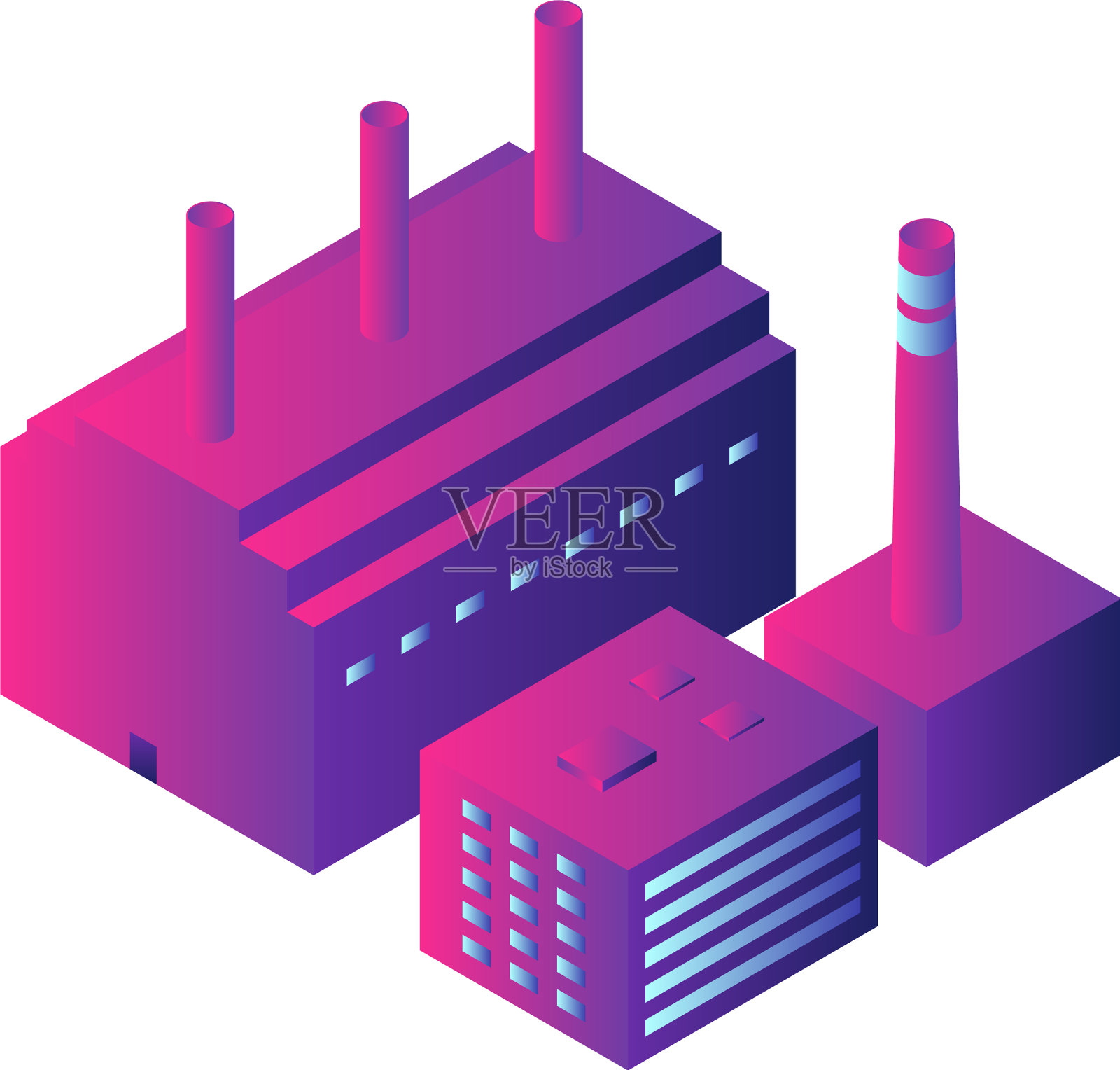 智能工厂图标等距风格设计元素图片