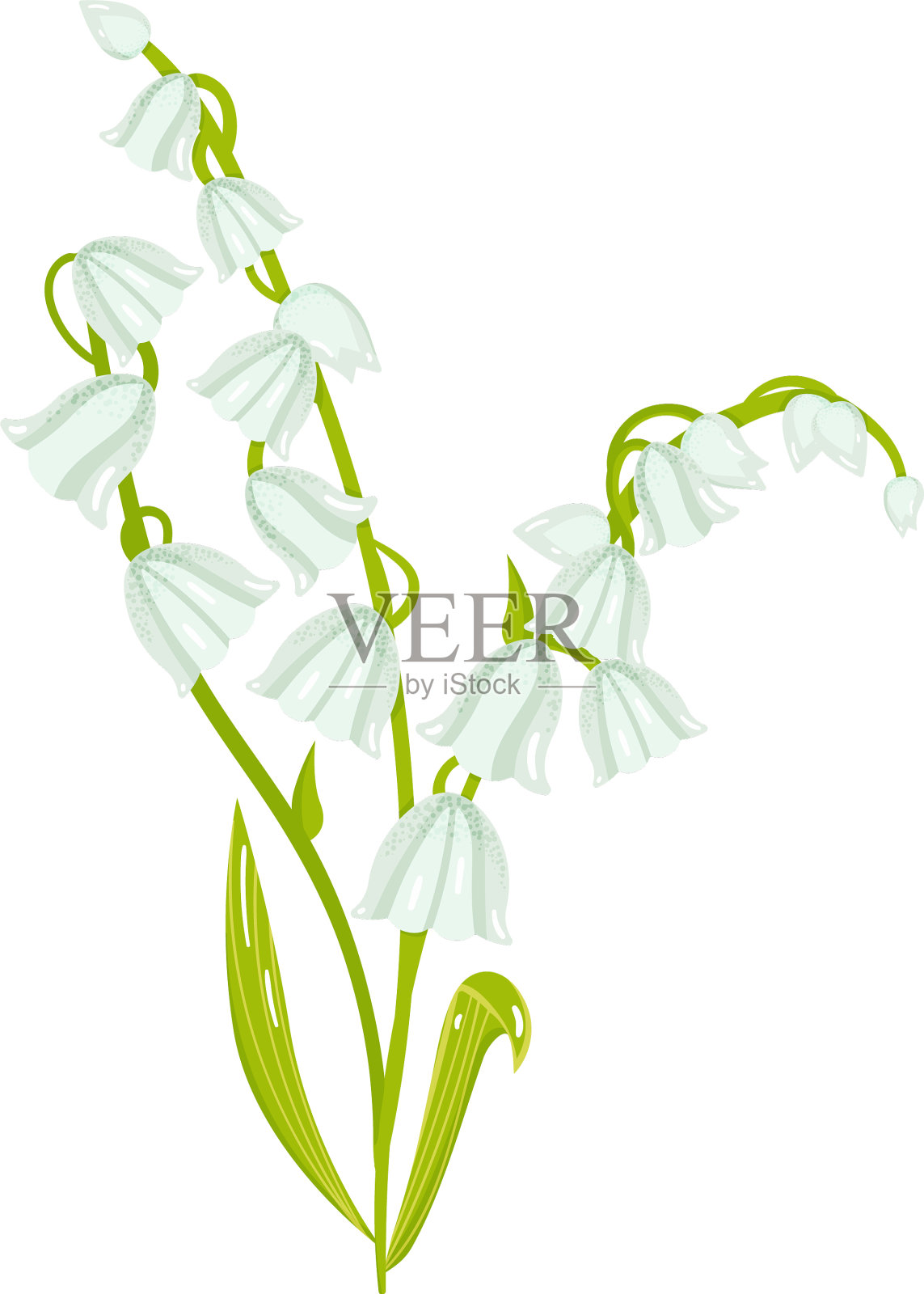 卡通百合花的山谷春花设计元素图片