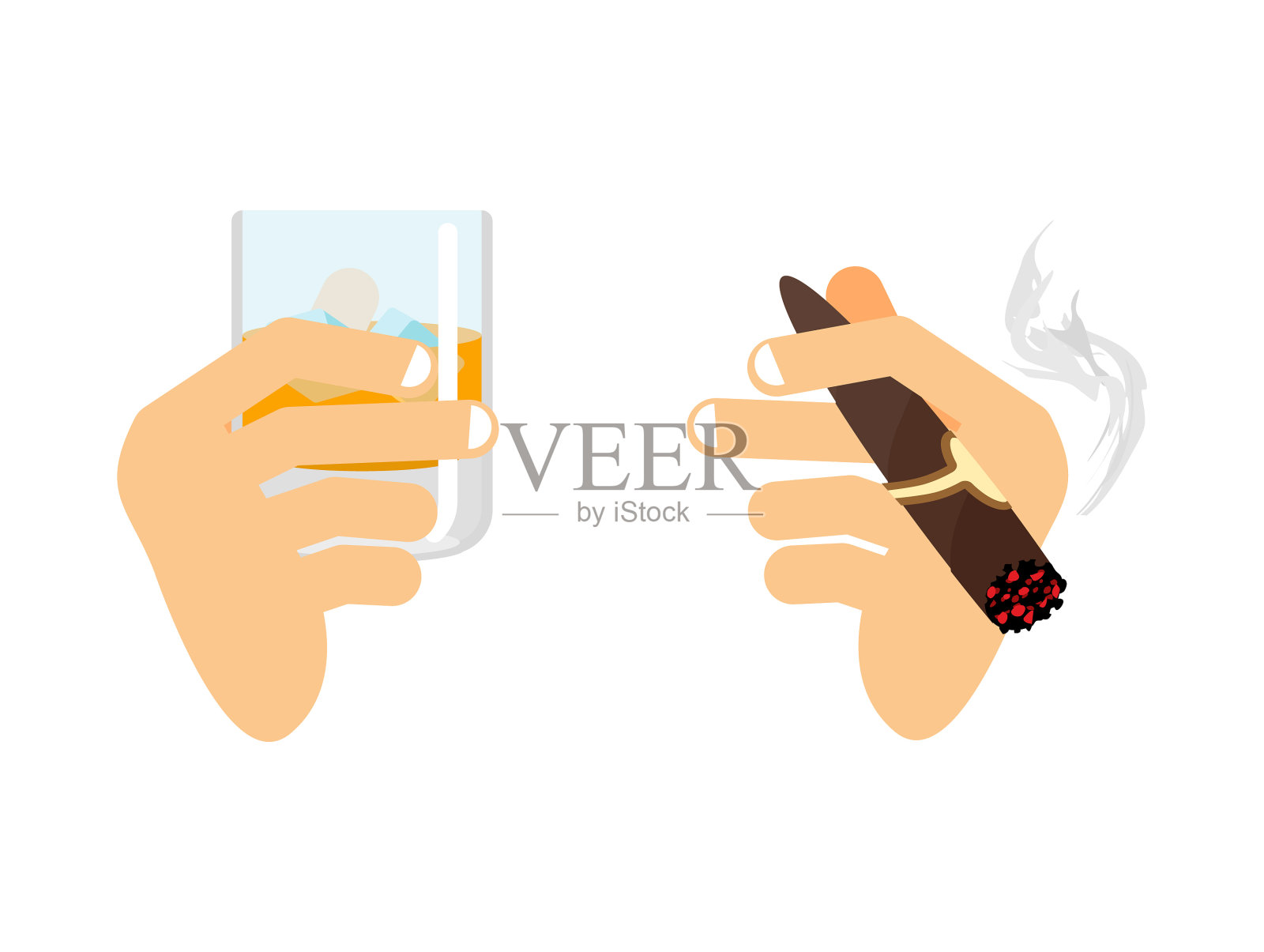 手拿威士忌和苏格兰波本冰杯设计元素图片