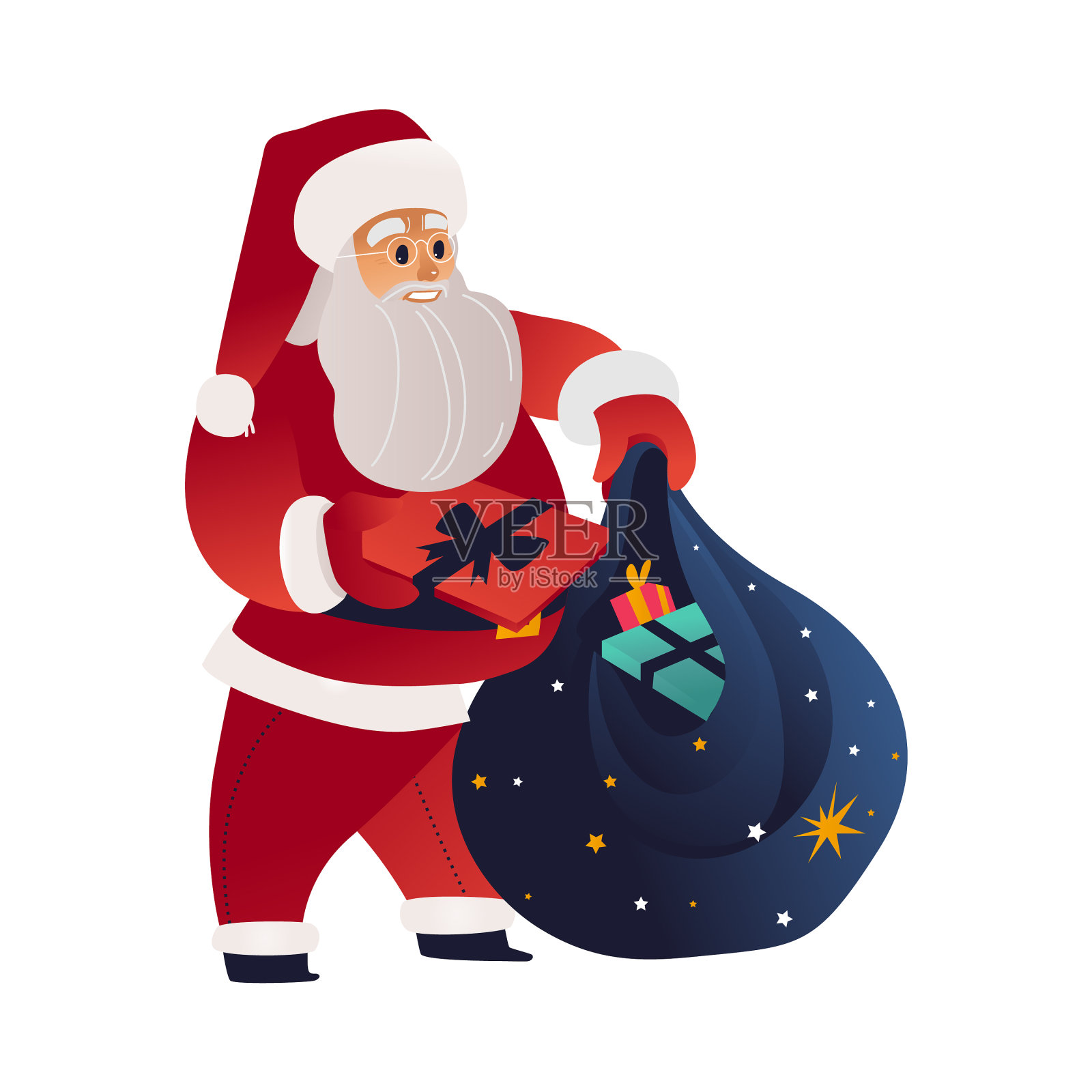 圣诞老人收到礼物设计元素图片