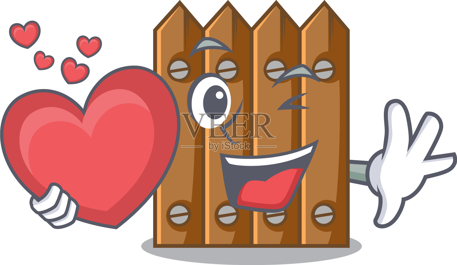 用心形卡通木栅栏围过草地设计元素图片