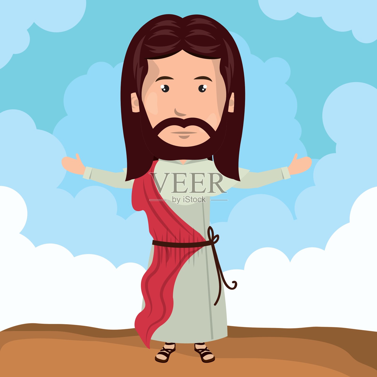 卡通耶稣基督保佑设计插画图片素材