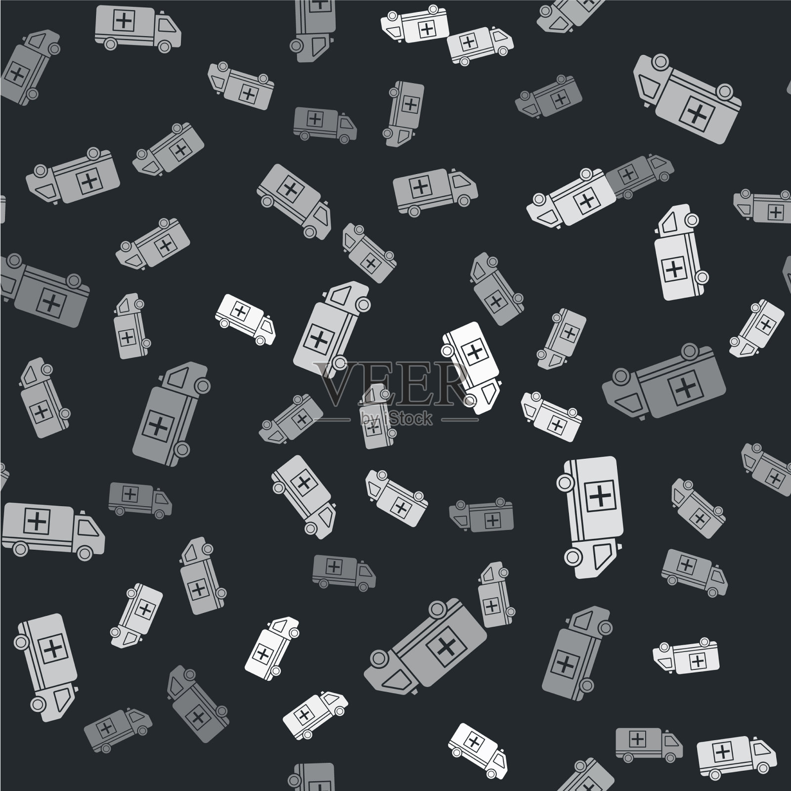 灰色救护车和急救车图标隔离插画图片素材