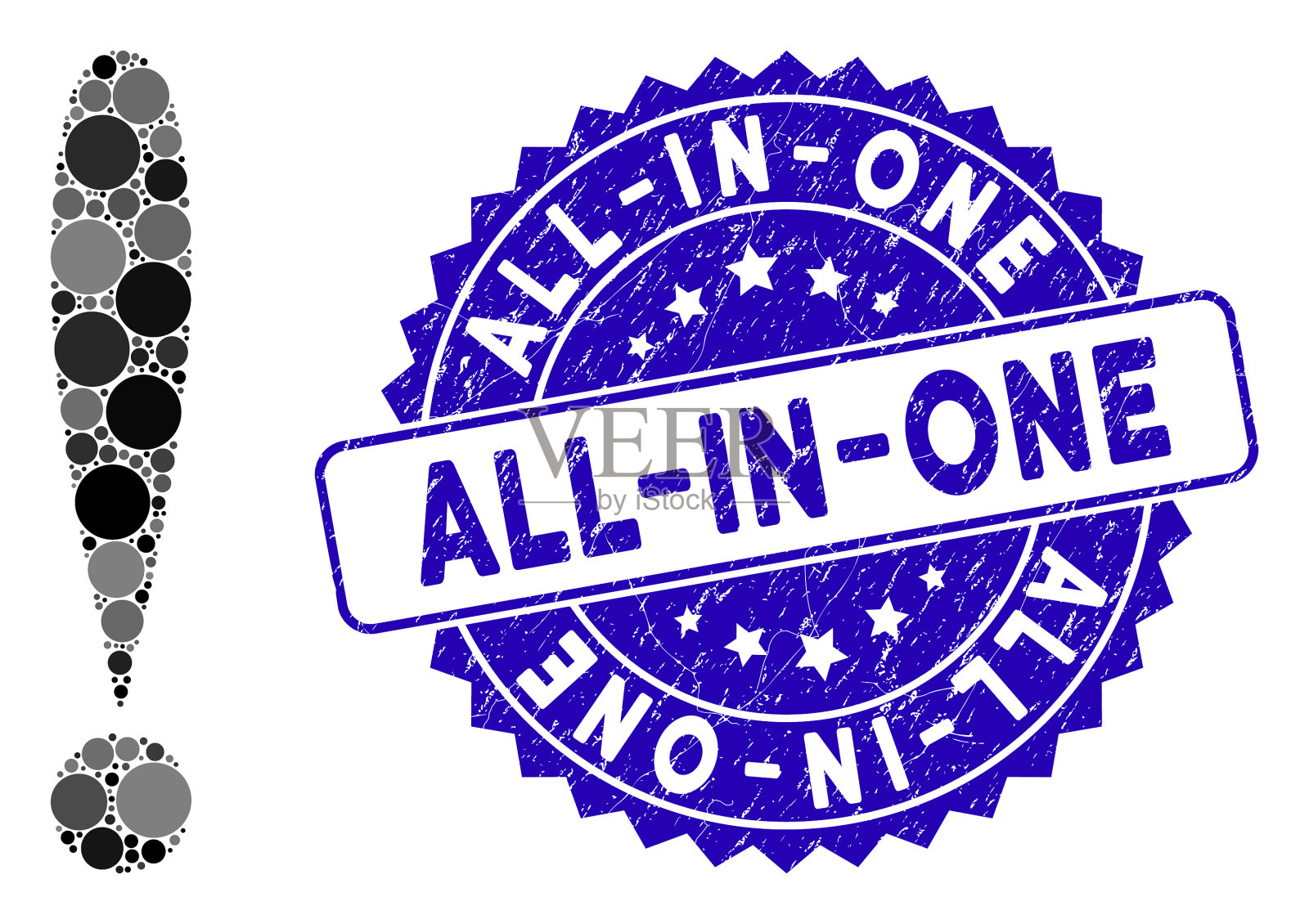 拼贴感叹号图标用刮痧全插画图片素材