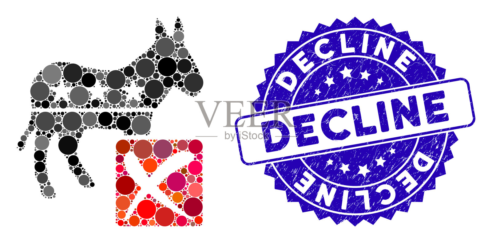 马赛克衰落与痛苦的民主偶像插画图片素材