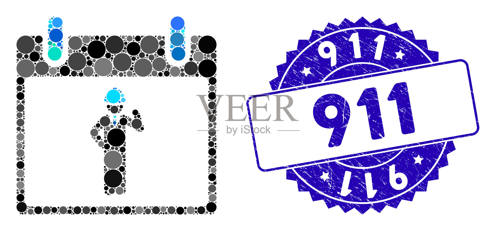 马赛克工程师日历日与纹理图标插画图片素材