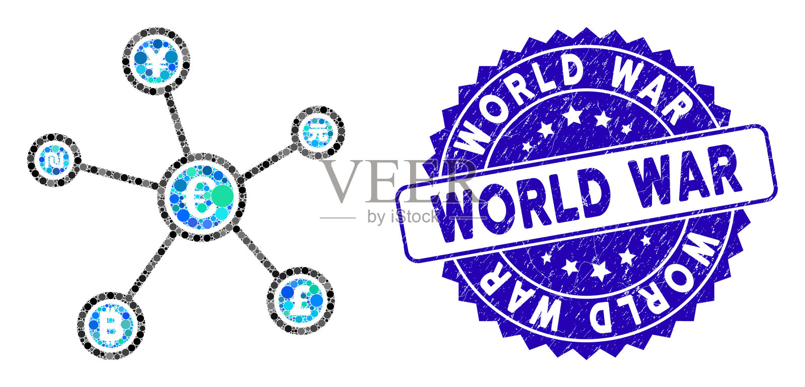 马赛克欧元金融网络链接图标插画图片素材