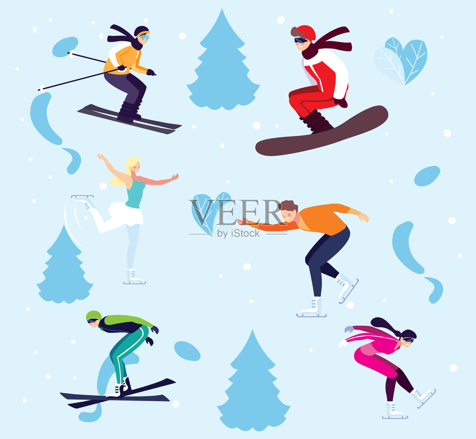 让人们练习极限冬季运动设计元素图片