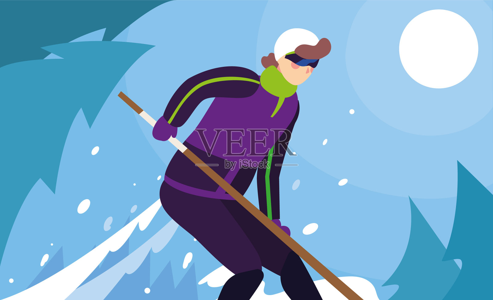 一个人用曲棍球打冰球设计元素图片