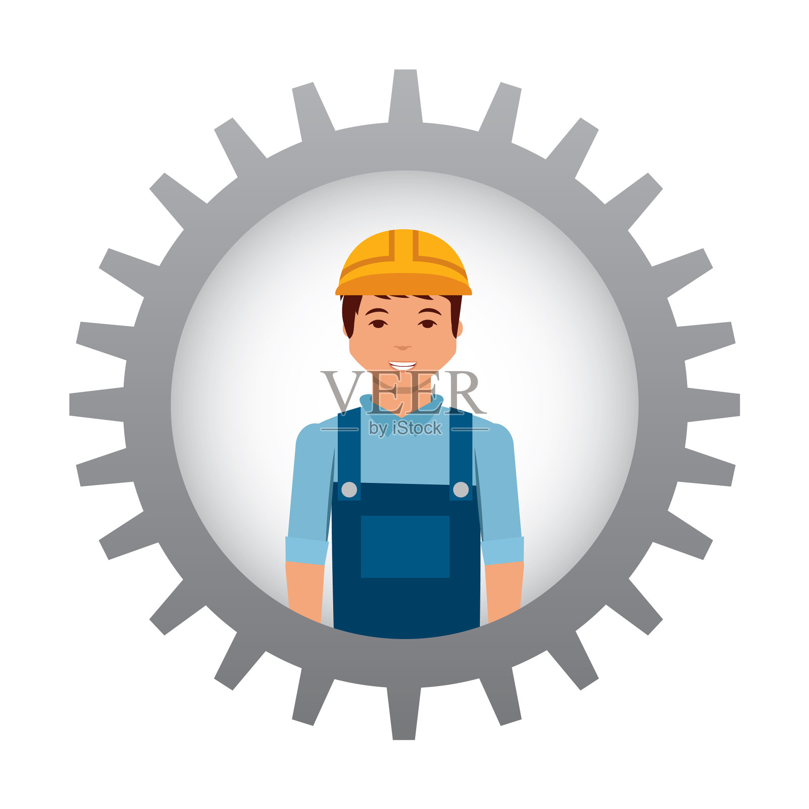 建筑工人在里面戴着蓝色工作服设计元素图片