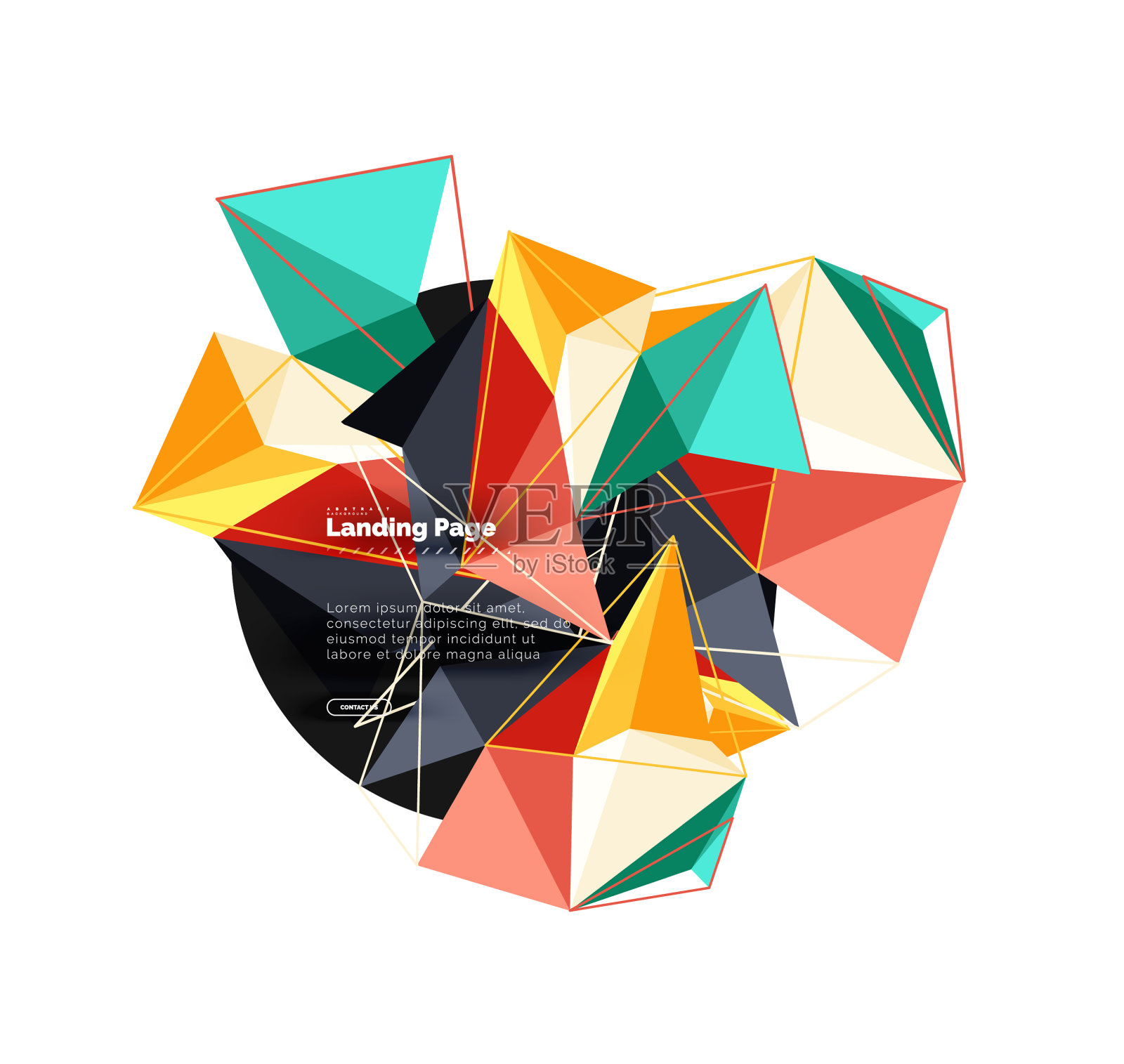 多边形几何设计，抽象形状制成设计元素图片