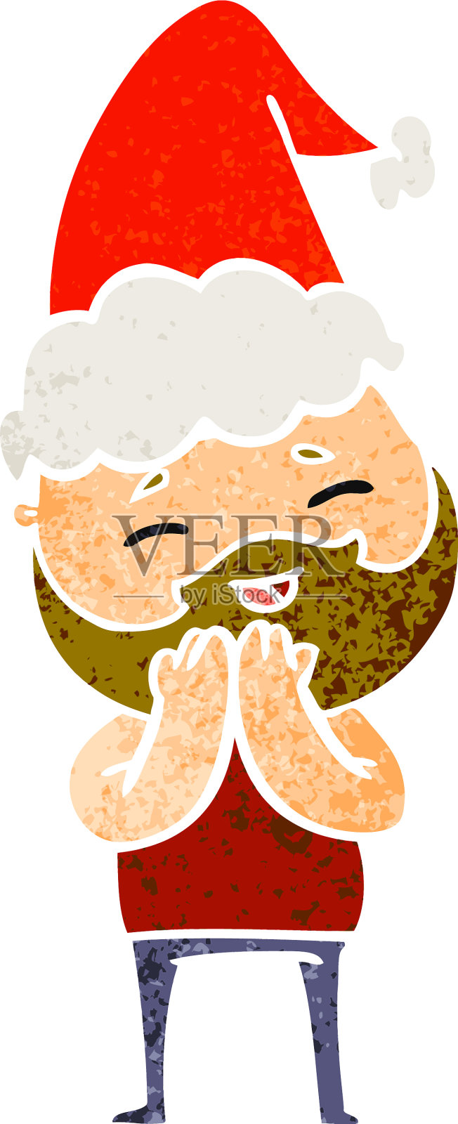 一个快乐的大胡子男人穿着的复古卡通设计元素图片