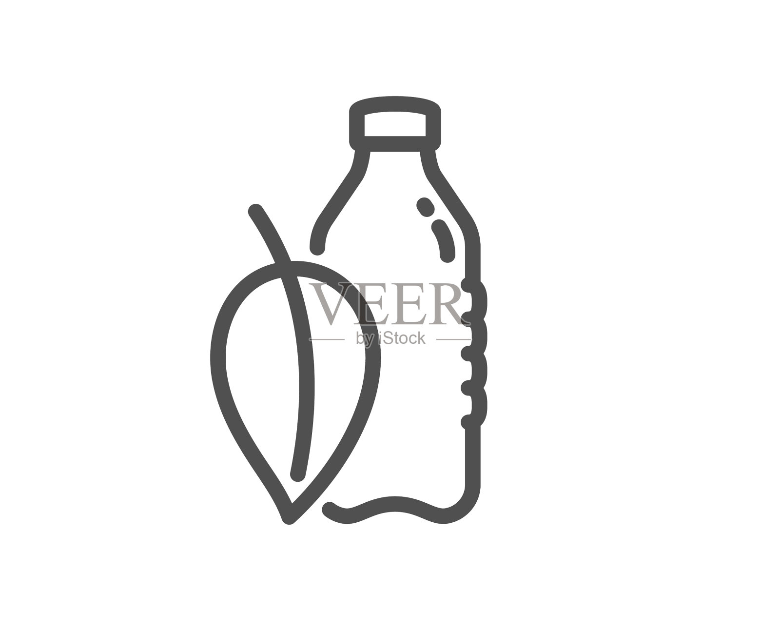 水瓶线图标苏打水的标志图标素材