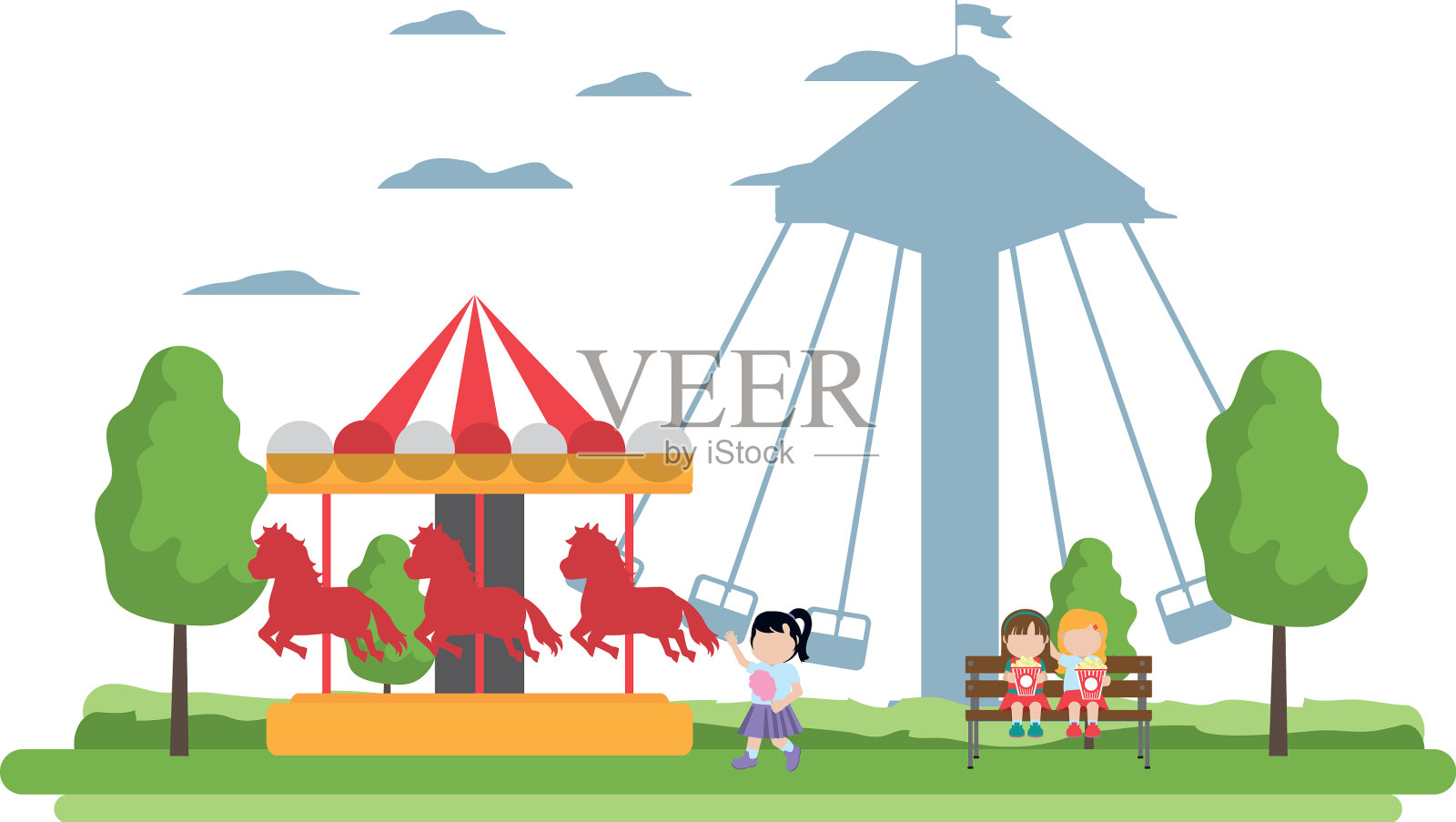 儿童进食和机械狂欢游戏设计元素图片