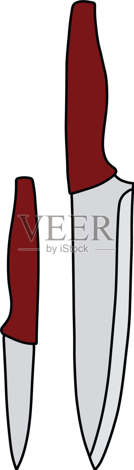 大的和小的厨房刀设计元素图片