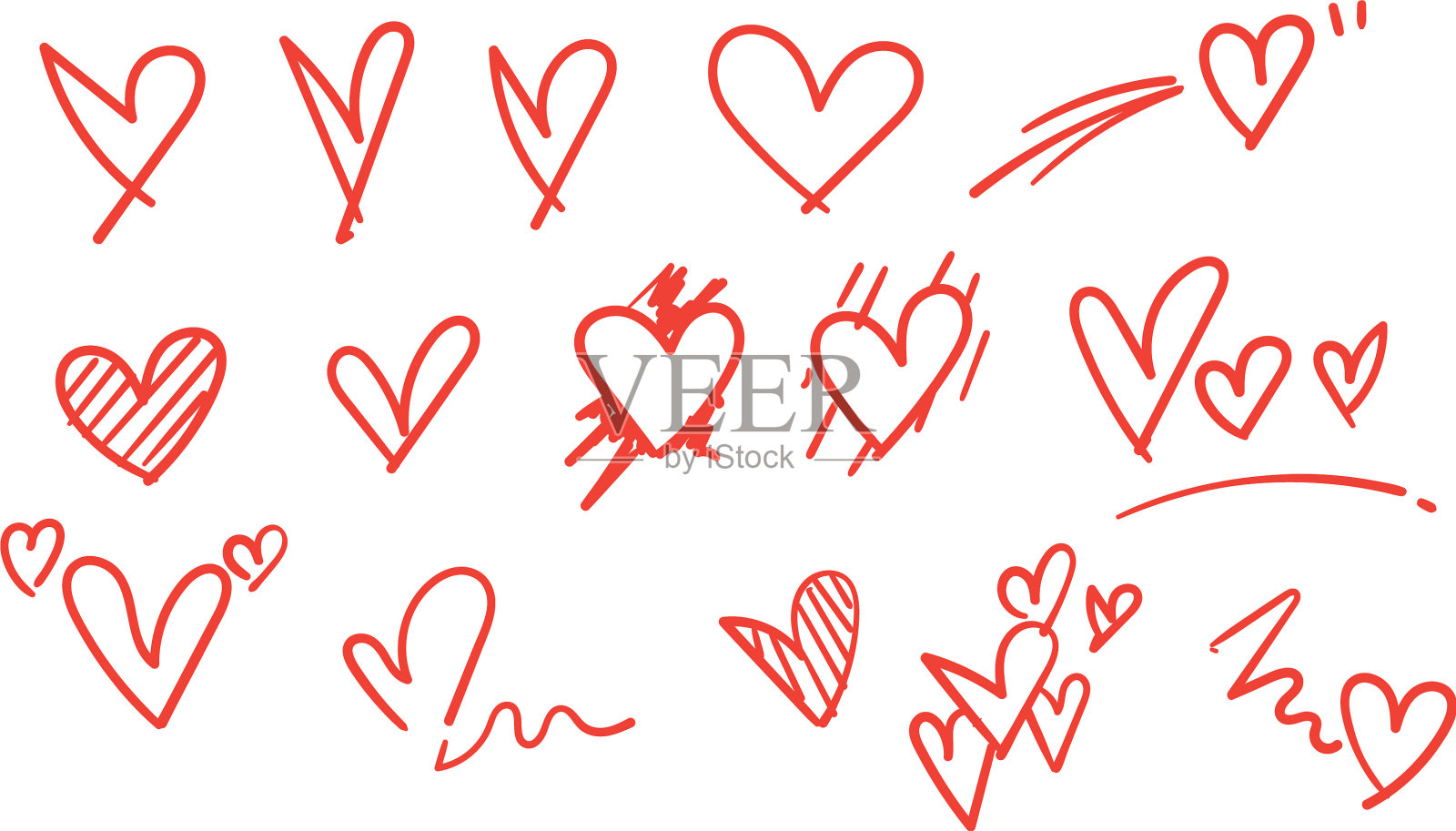 涂鸦心形红色风格插画图片素材
