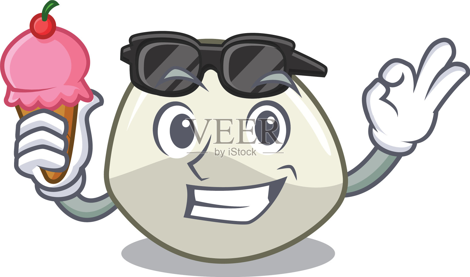 与冰淇淋卡通人物新鲜马苏里拉奶酪设计元素图片